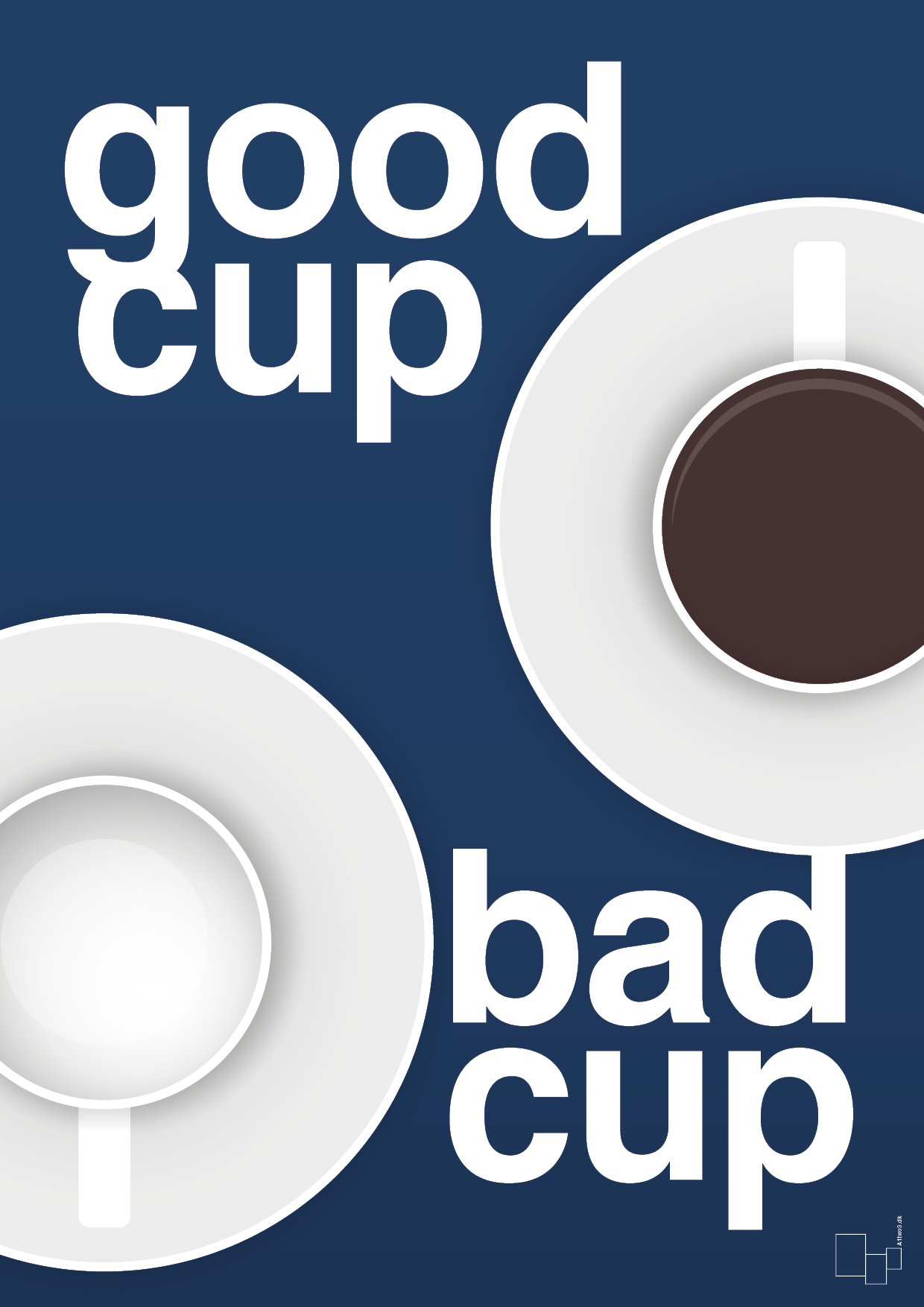 good cup - bad cup - Plakat med Mad & Drikke i Lapis Blue
