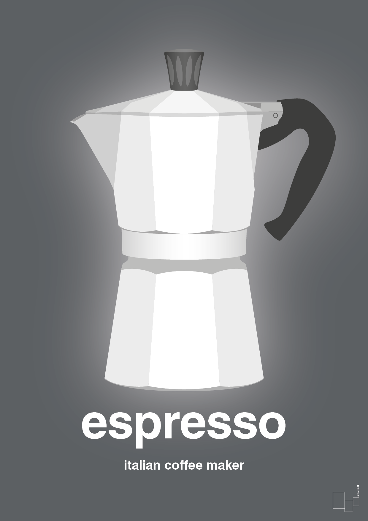 espresso - italian coffee maker - Plakat med Mad & Drikke i Graphic Charcoal
