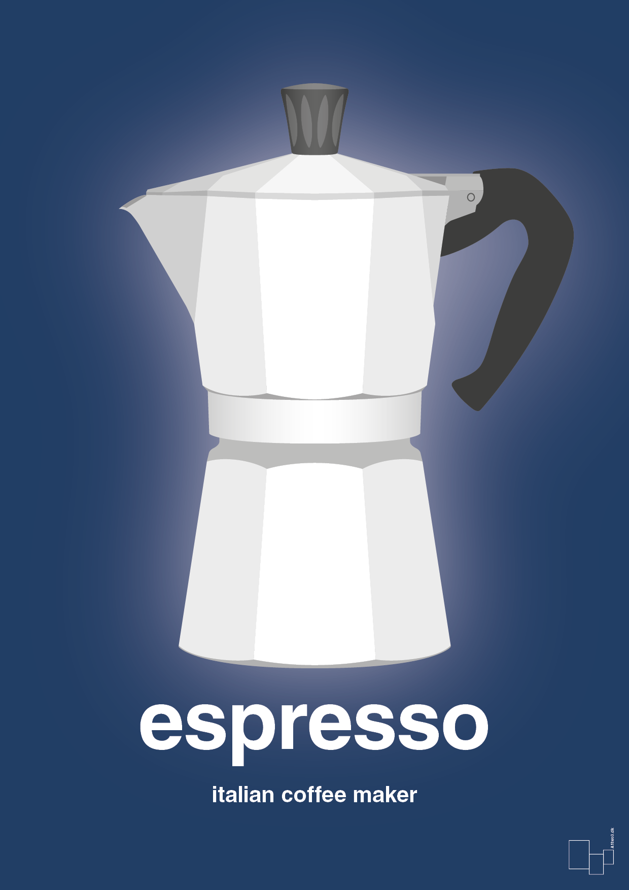 espresso - italian coffee maker - Plakat med Mad & Drikke i Lapis Blue