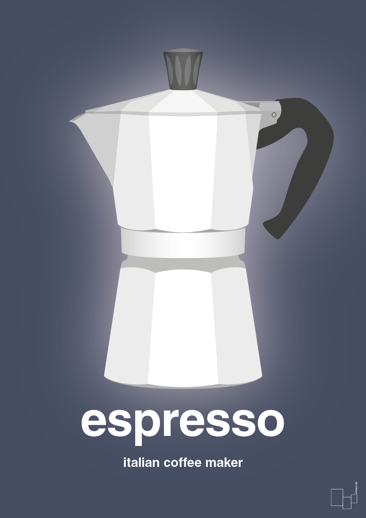 espresso - italian coffee maker - Plakat med Mad & Drikke i Petrol