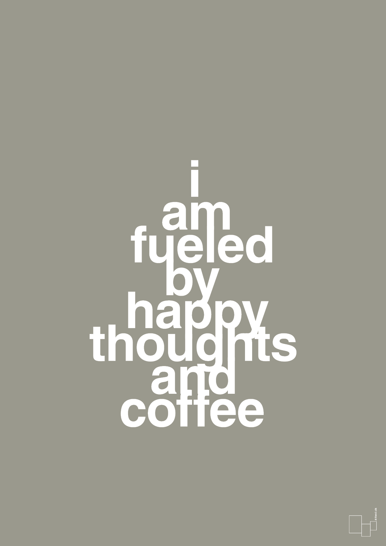 i am fueled by happy thoughts and coffee - Plakat med Mad & Drikke i Battleship Gray