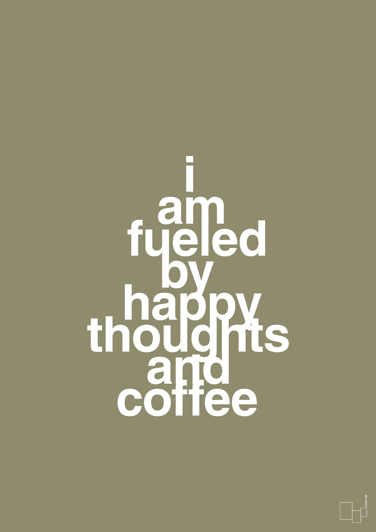 i am fueled by happy thoughts and coffee - Plakat med Mad & Drikke i Misty Forrest
