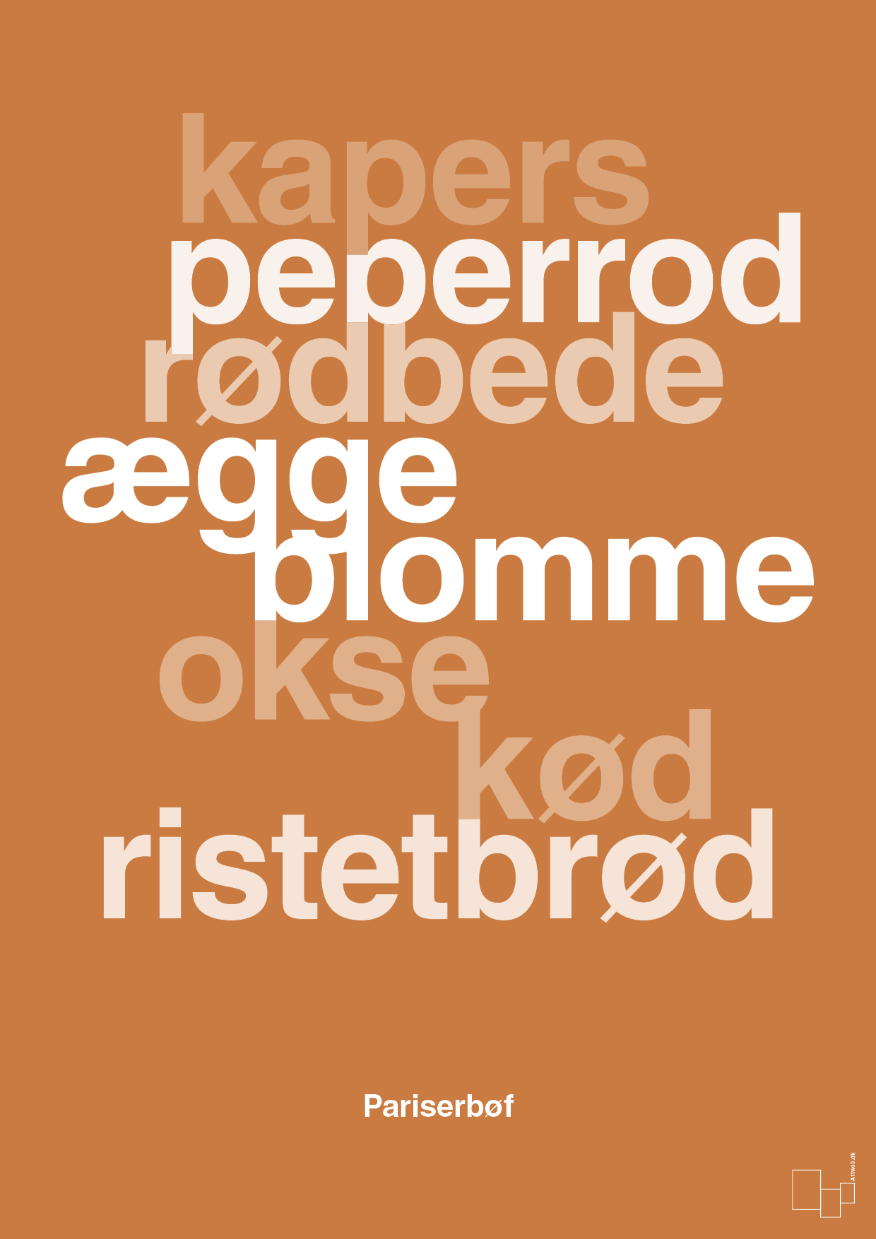 pariserbøf - Plakat med Mad & Drikke i Rumba Orange