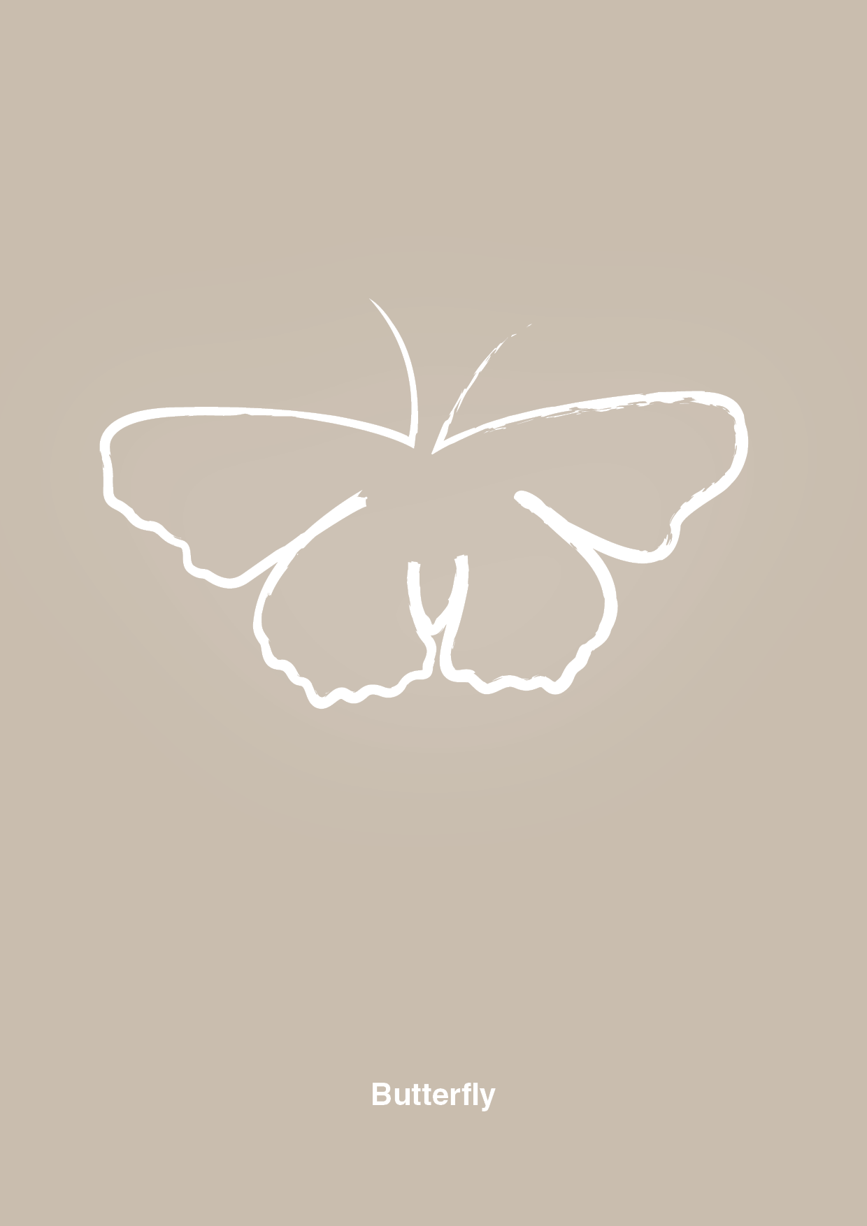 sommerfugl - Plakat med Grafik i Creamy Mushroom