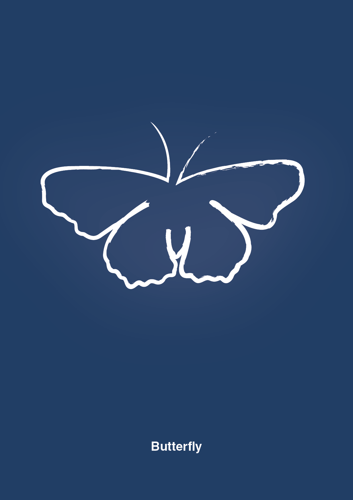 sommerfugl - Plakat med Grafik i Lapis Blue