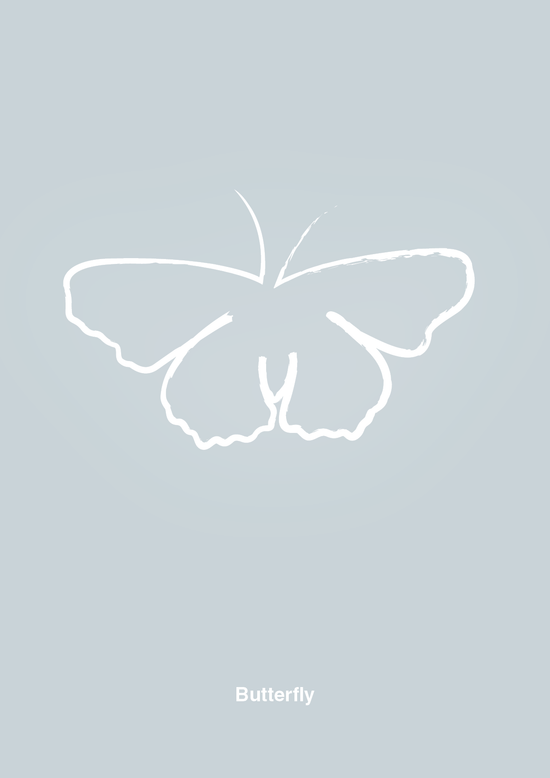 sommerfugl - Plakat med Grafik i Light Drizzle