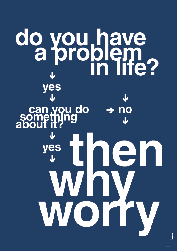 why worry - Plakat med Grafik i Lapis Blue