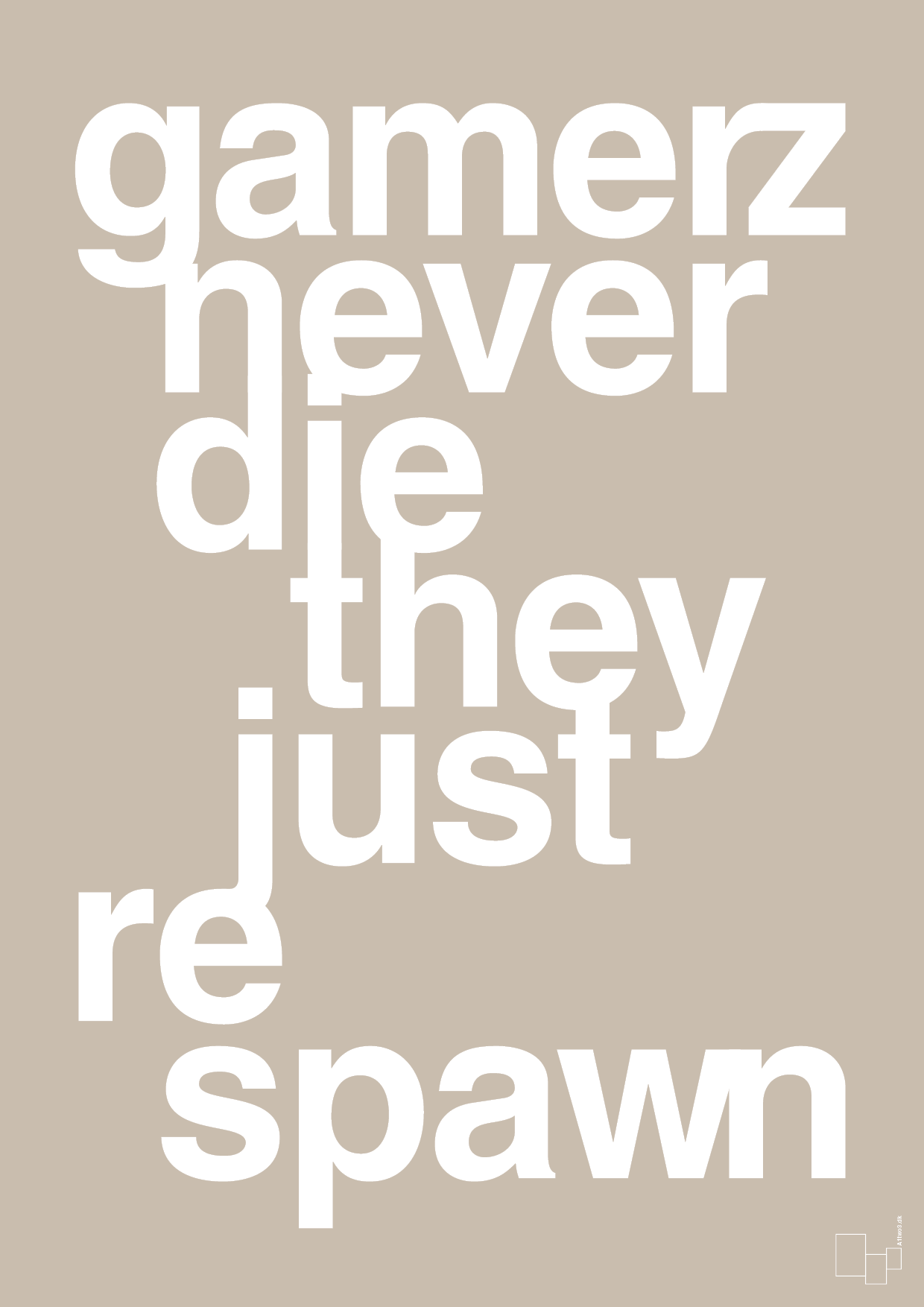 gamerz never die - Plakat med Sport & Fritid i Creamy Mushroom