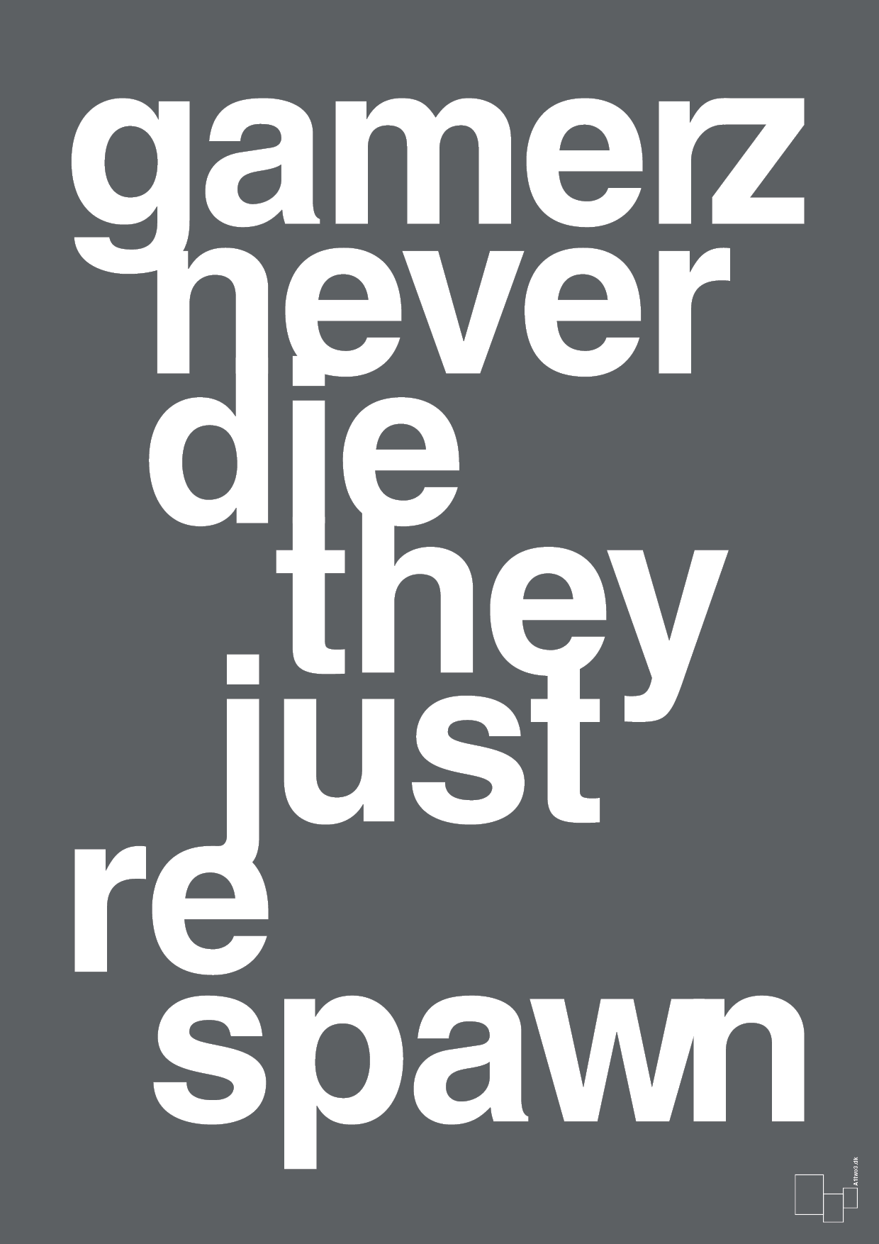 gamerz never die - Plakat med Sport & Fritid i Graphic Charcoal