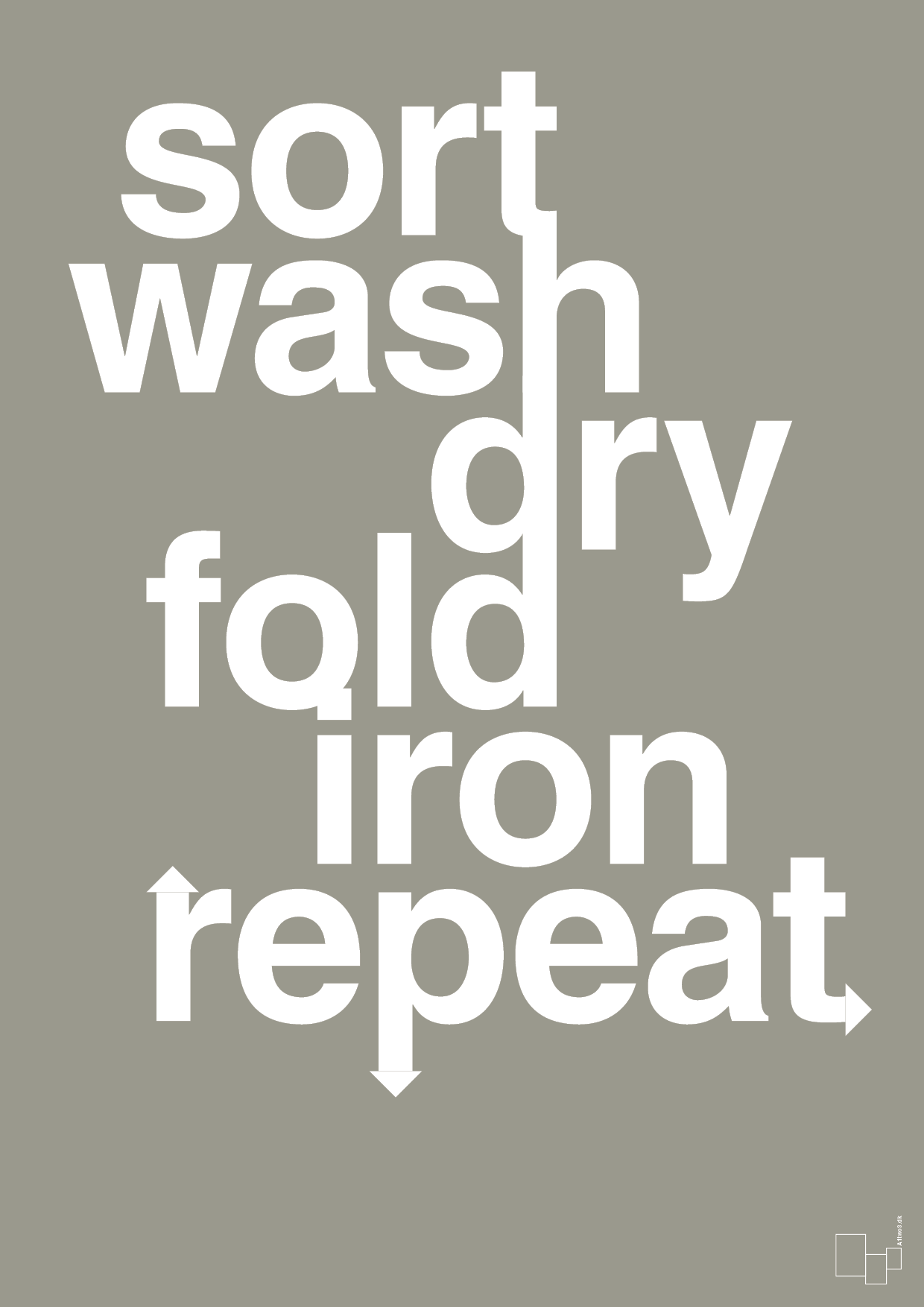 laundry repeat - Plakat med Ordsprog i Battleship Gray