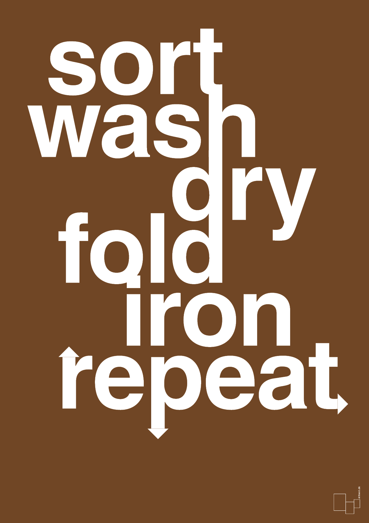 laundry repeat - Plakat med Ordsprog i Dark Brown