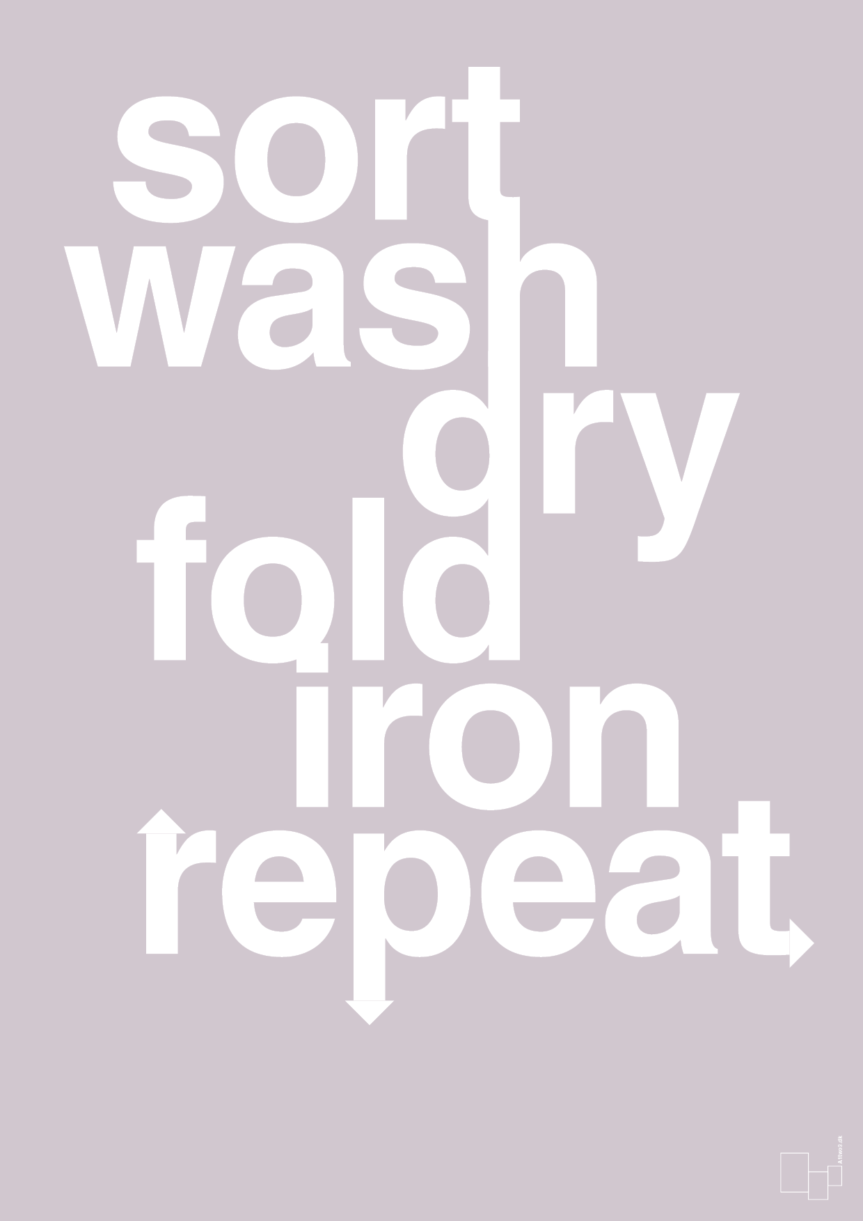 laundry repeat - Plakat med Ordsprog i Dusty Lilac