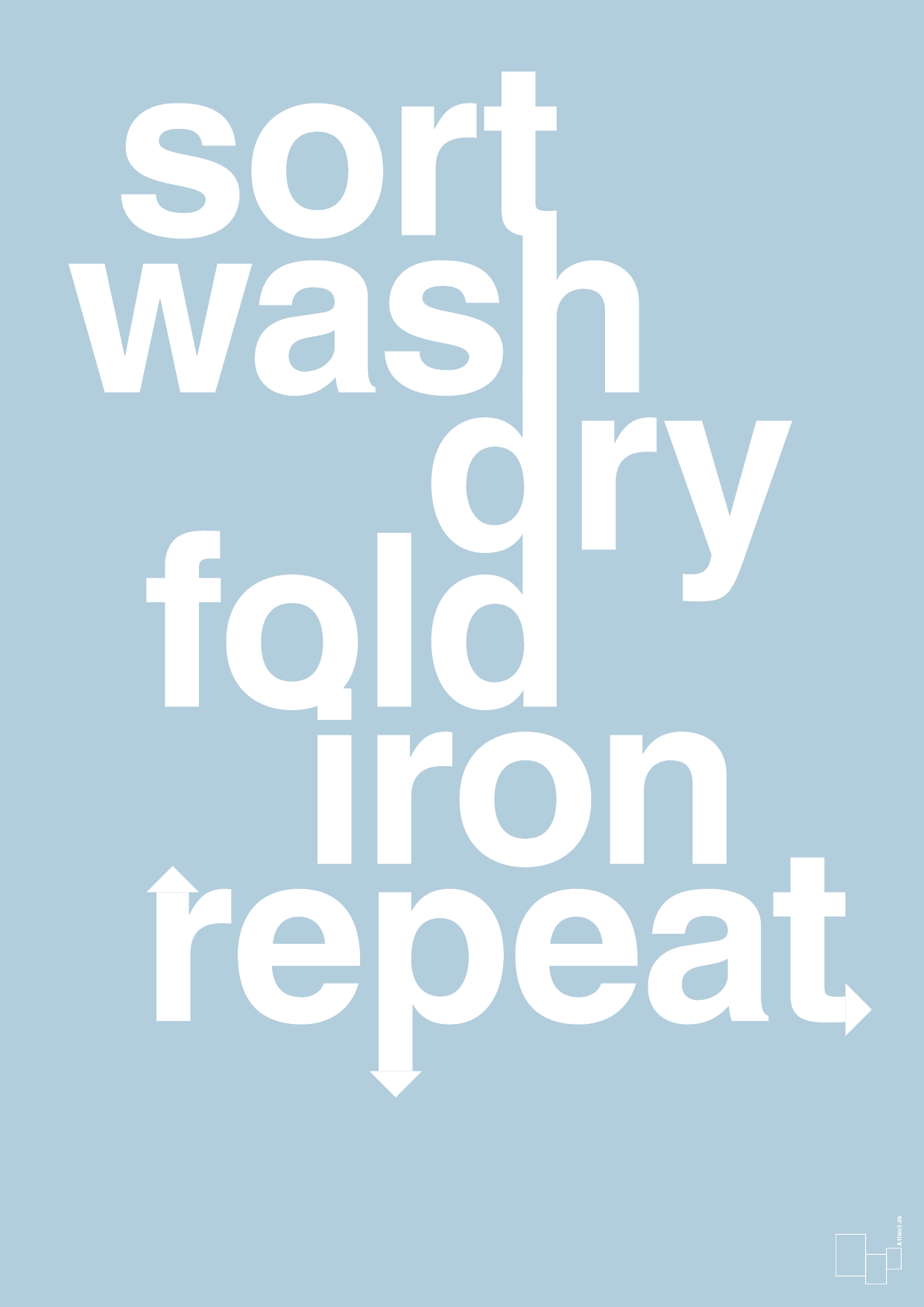 laundry repeat - Plakat med Ordsprog i Heavenly Blue