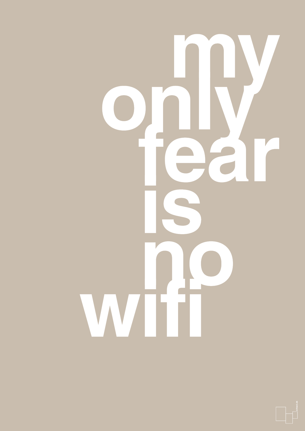 my only fear is no wifi - Plakat med Sport & Fritid i Creamy Mushroom