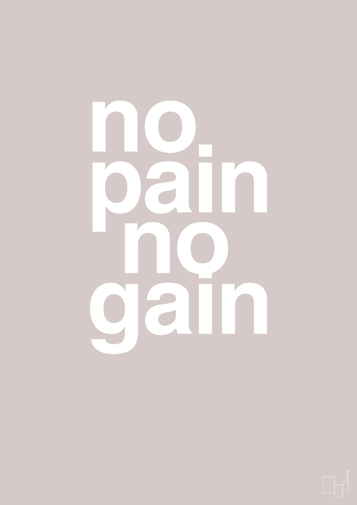 no pain no gain - Plakat med Sport & Fritid i Broken Beige