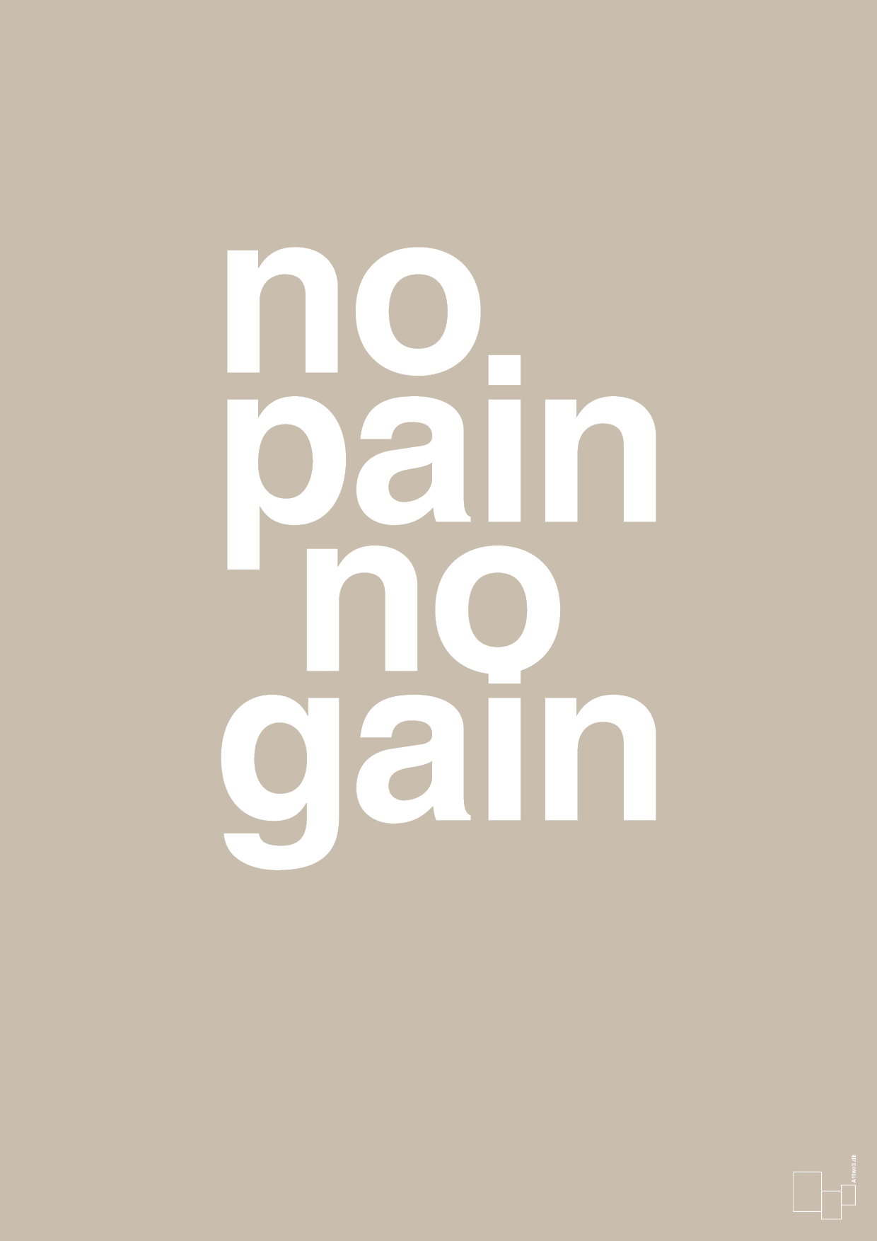 no pain no gain - Plakat med Sport & Fritid i Creamy Mushroom