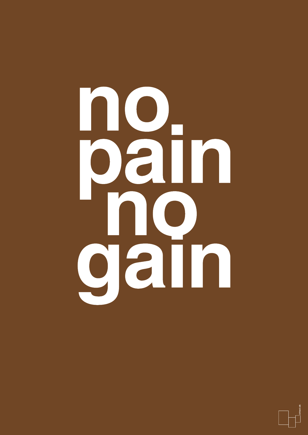 no pain no gain - Plakat med Sport & Fritid i Dark Brown