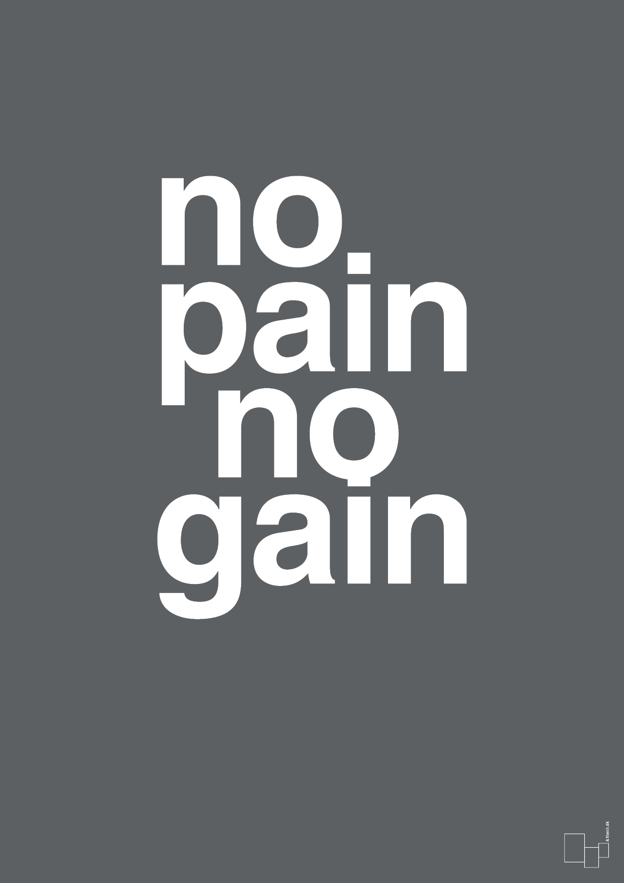 no pain no gain - Plakat med Sport & Fritid i Graphic Charcoal