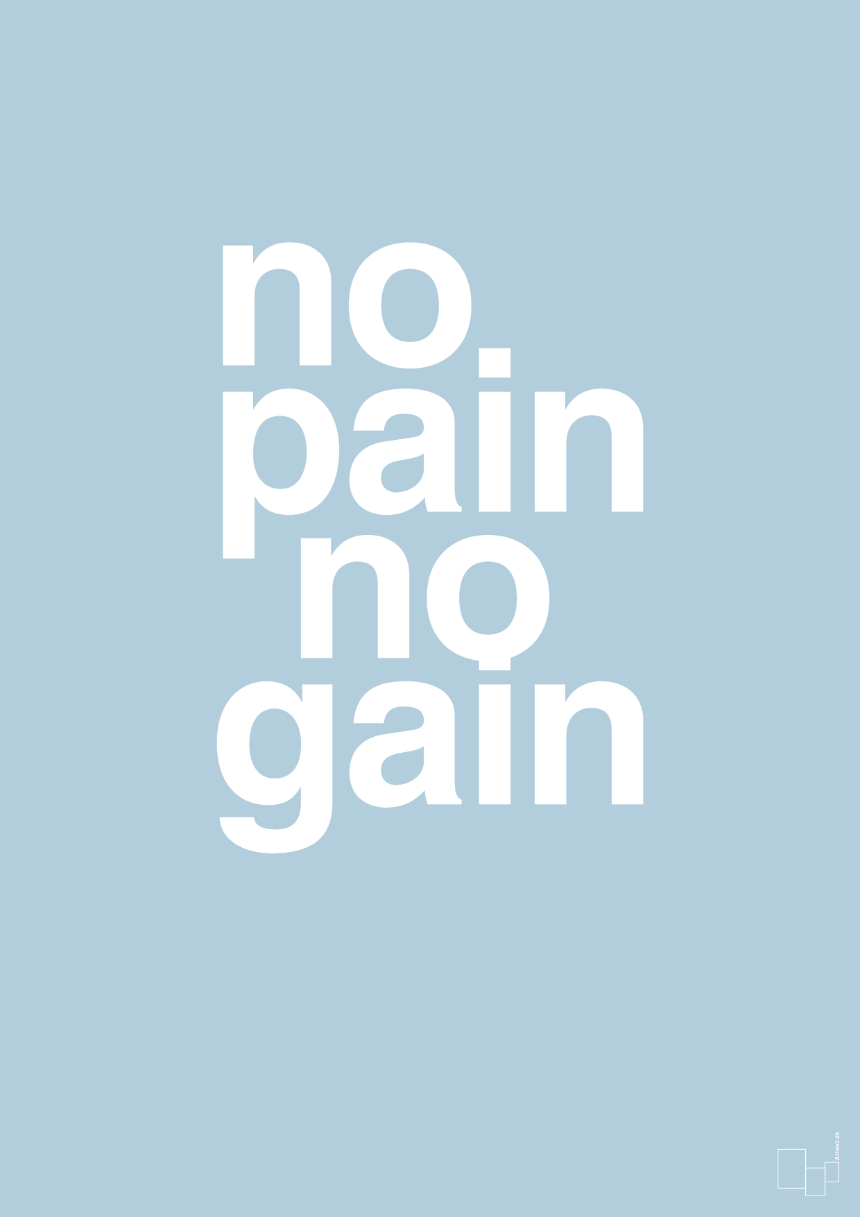 no pain no gain - Plakat med Sport & Fritid i Heavenly Blue