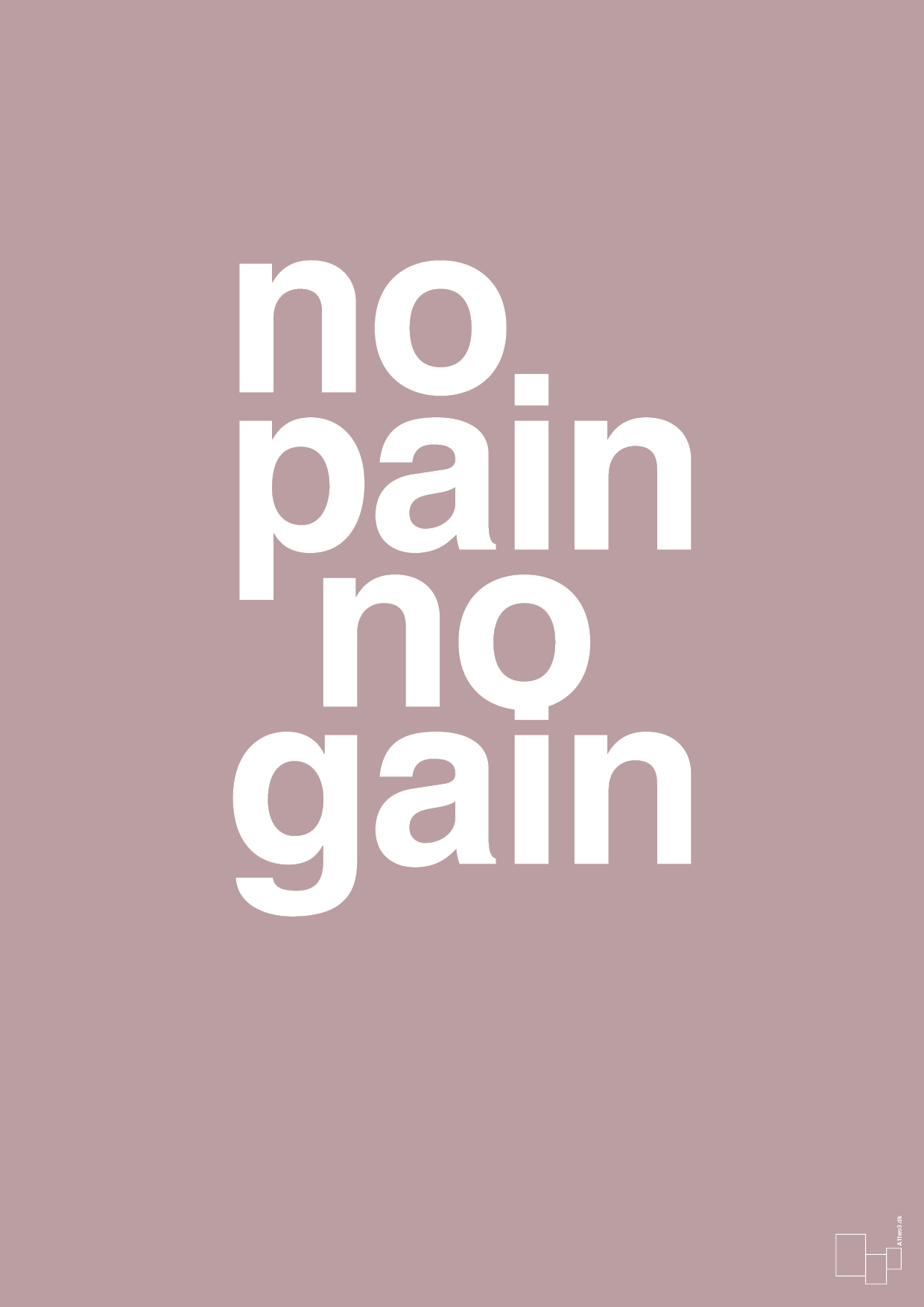 no pain no gain - Plakat med Sport & Fritid i Light Rose