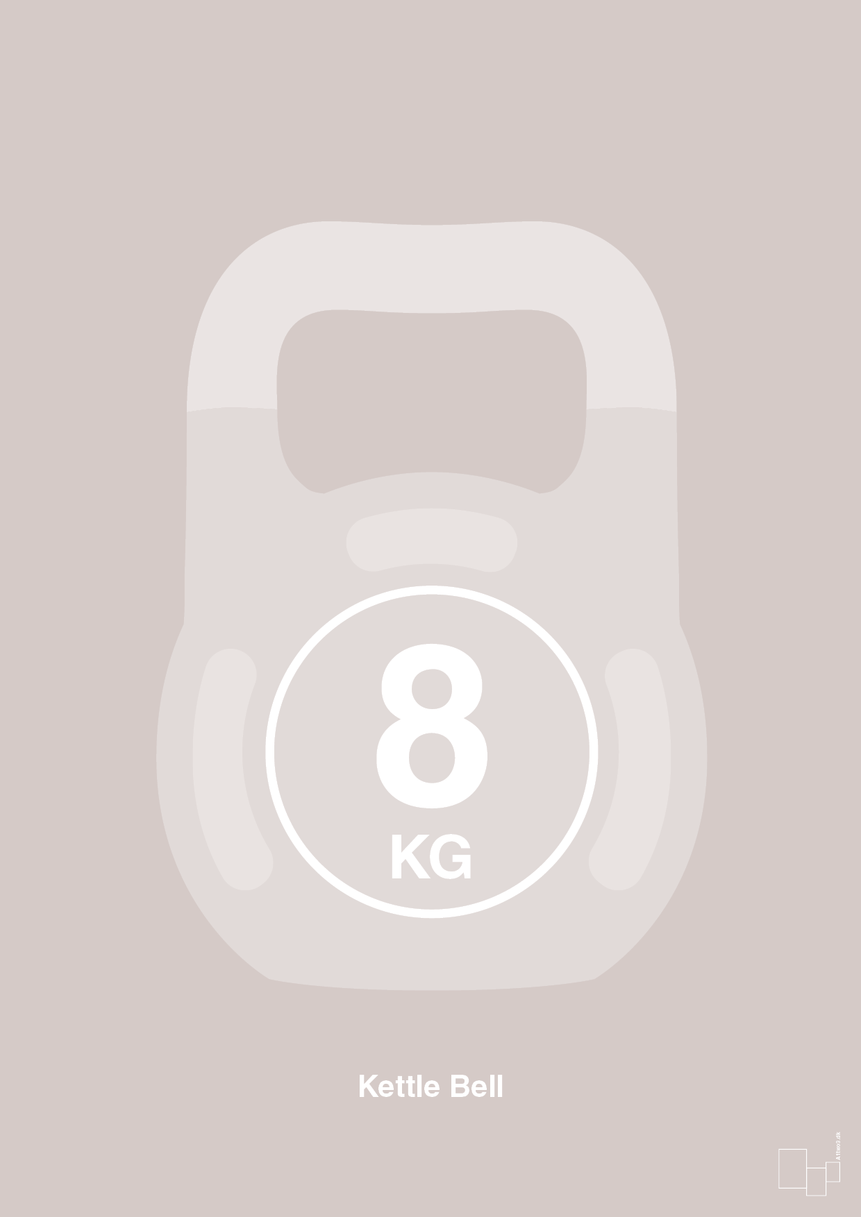 kettle bell 8 kg - Plakat med Grafik i Broken Beige