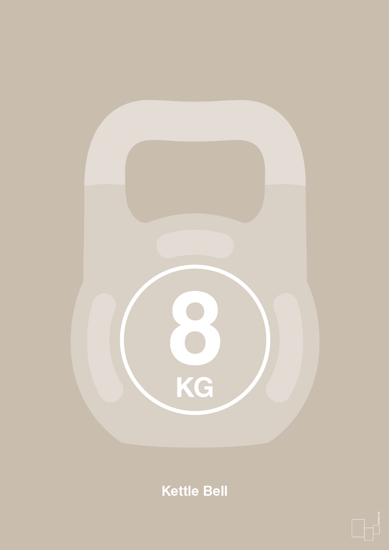 kettle bell 8 kg - Plakat med Grafik i Creamy Mushroom