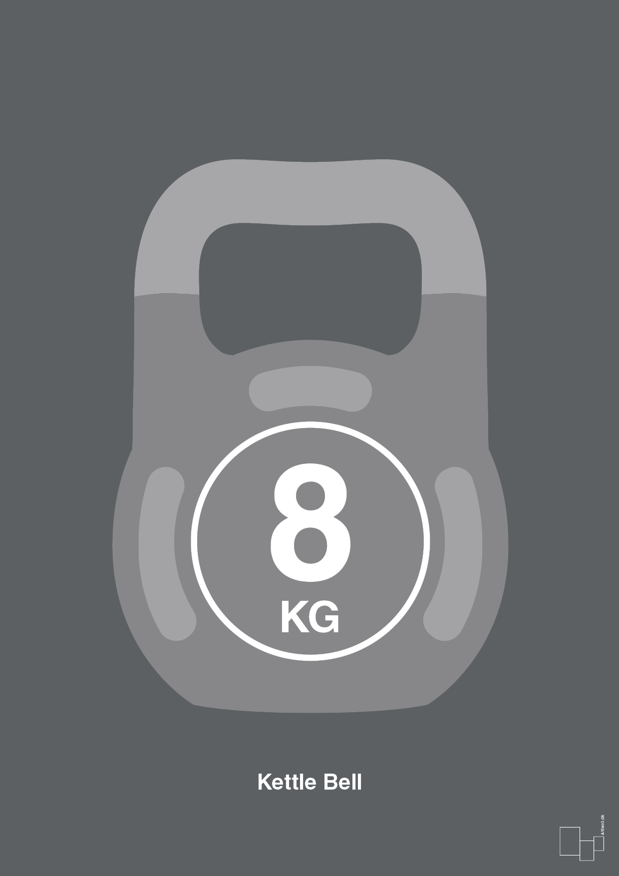 kettle bell 8 kg - Plakat med Grafik i Graphic Charcoal