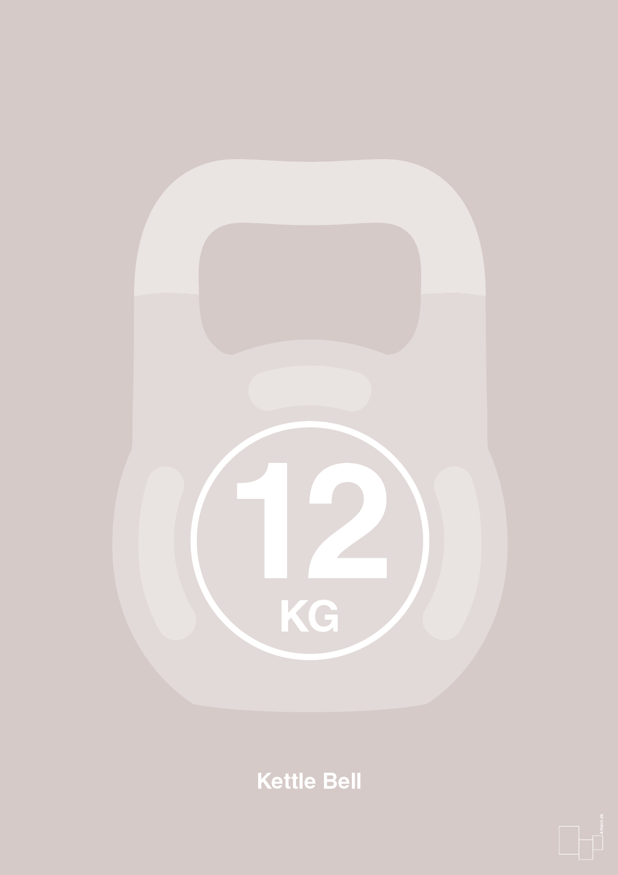 kettle bell 12 kg - Plakat med Grafik i Broken Beige