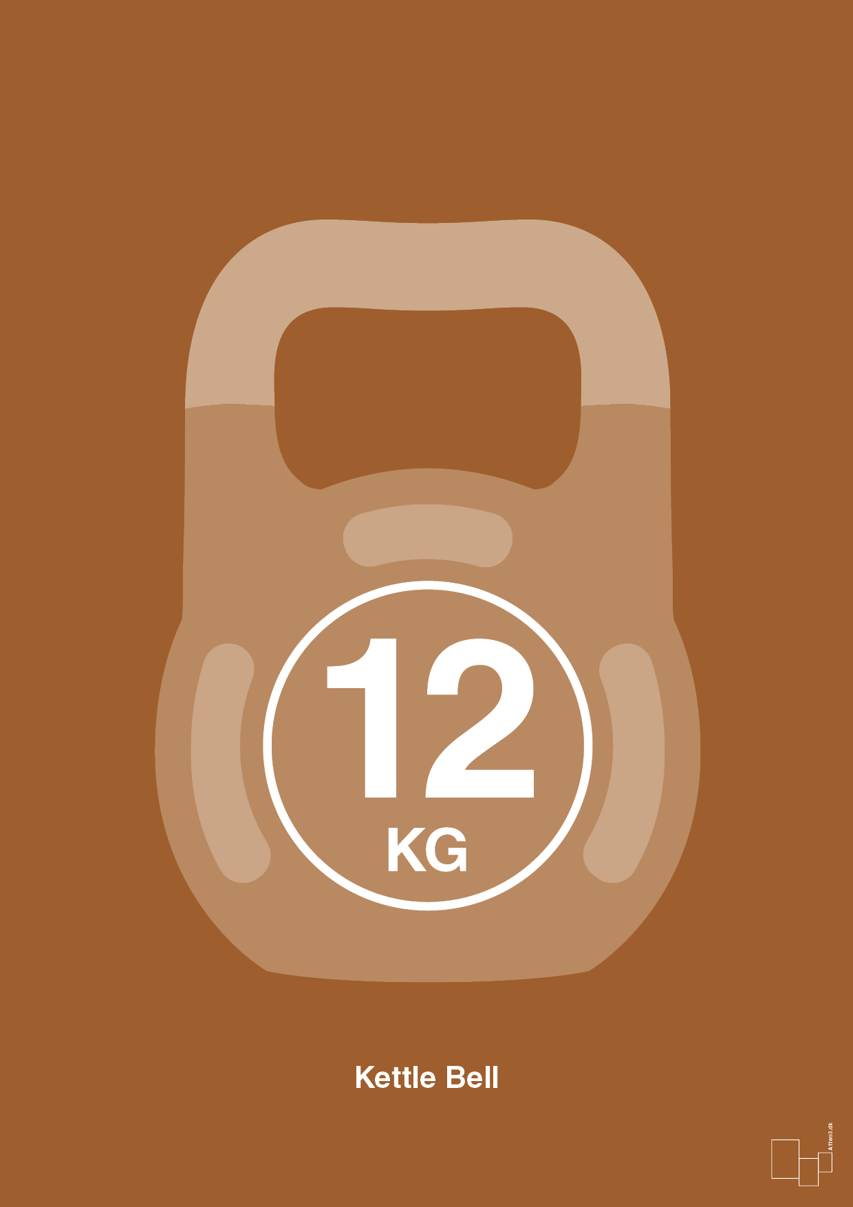 kettle bell 12 kg - Plakat med Grafik i Cognac