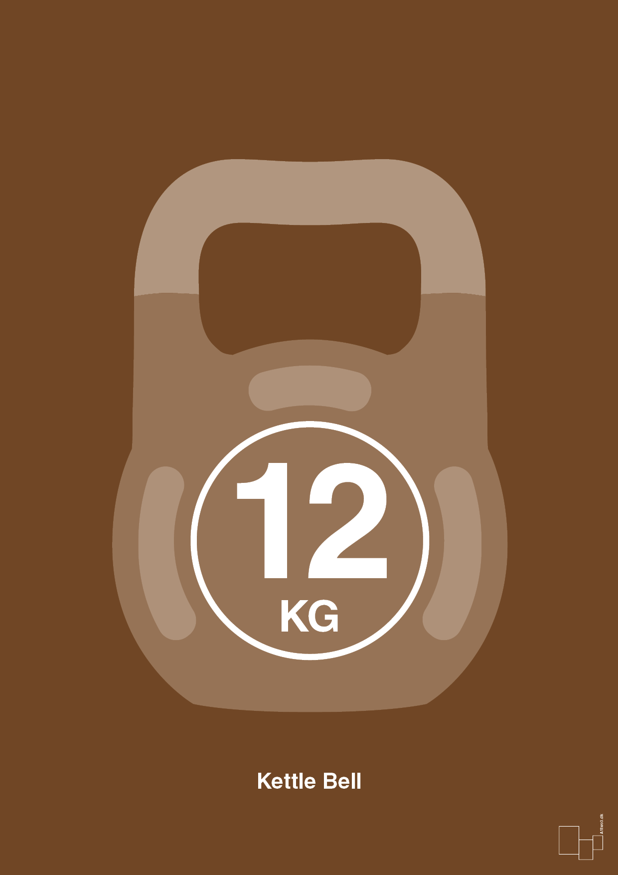 kettle bell 12 kg - Plakat med Grafik i Dark Brown