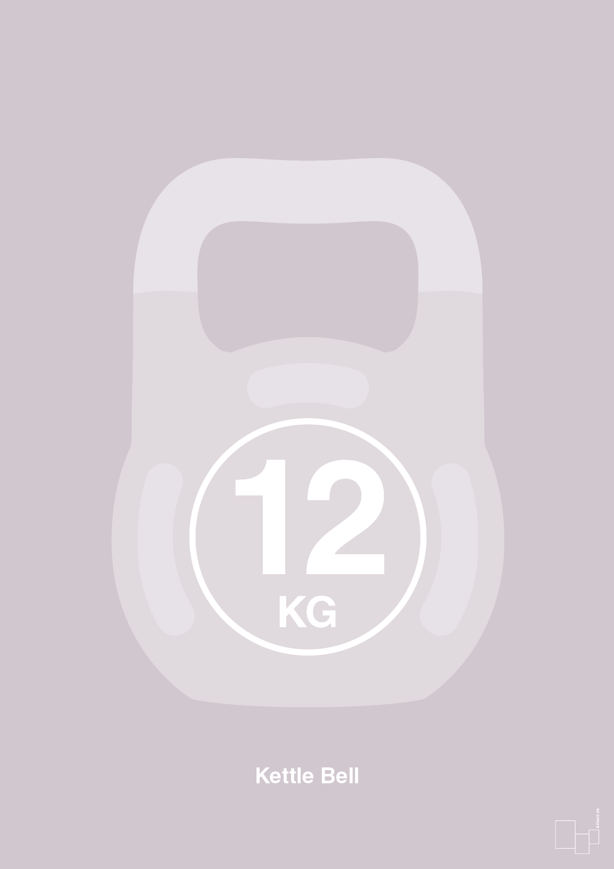 kettle bell 12 kg - Plakat med Grafik i Dusty Lilac