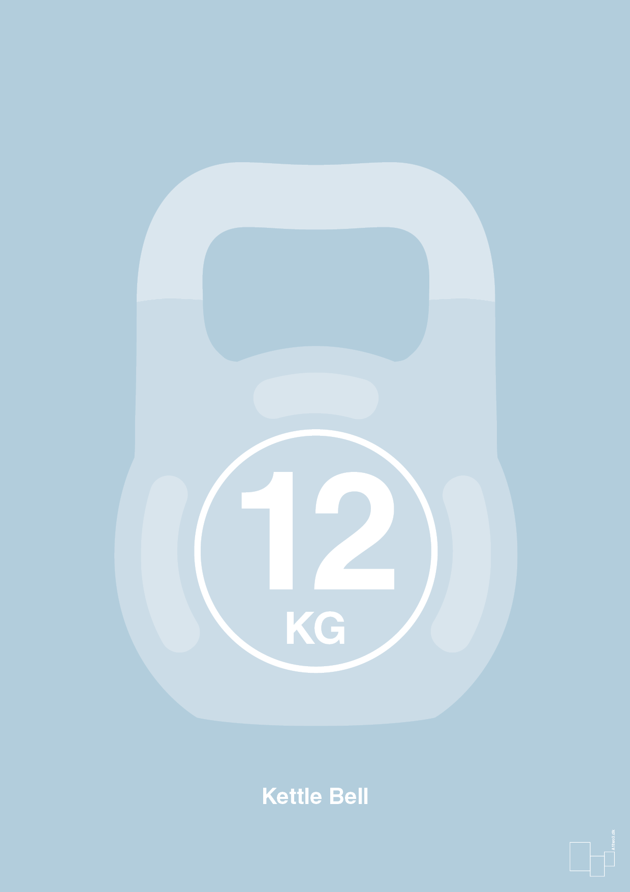 kettle bell 12 kg - Plakat med Grafik i Heavenly Blue