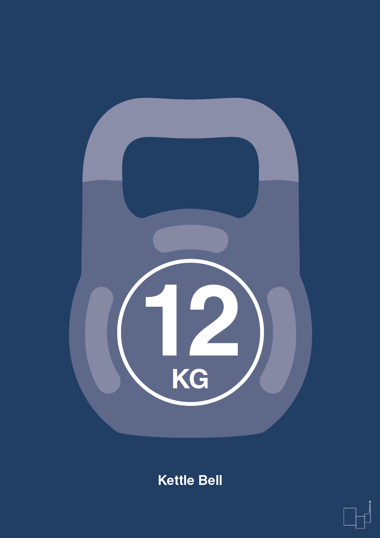 kettle bell 12 kg - Plakat med Grafik i Lapis Blue