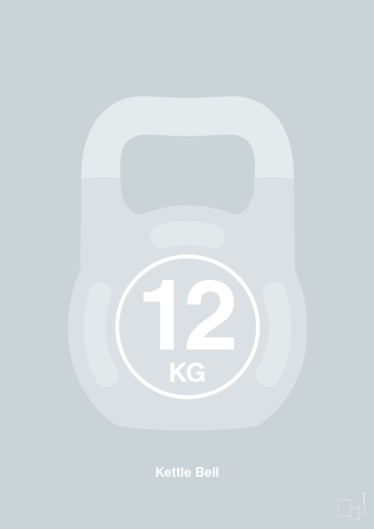 kettle bell 12 kg - Plakat med Grafik i Light Drizzle