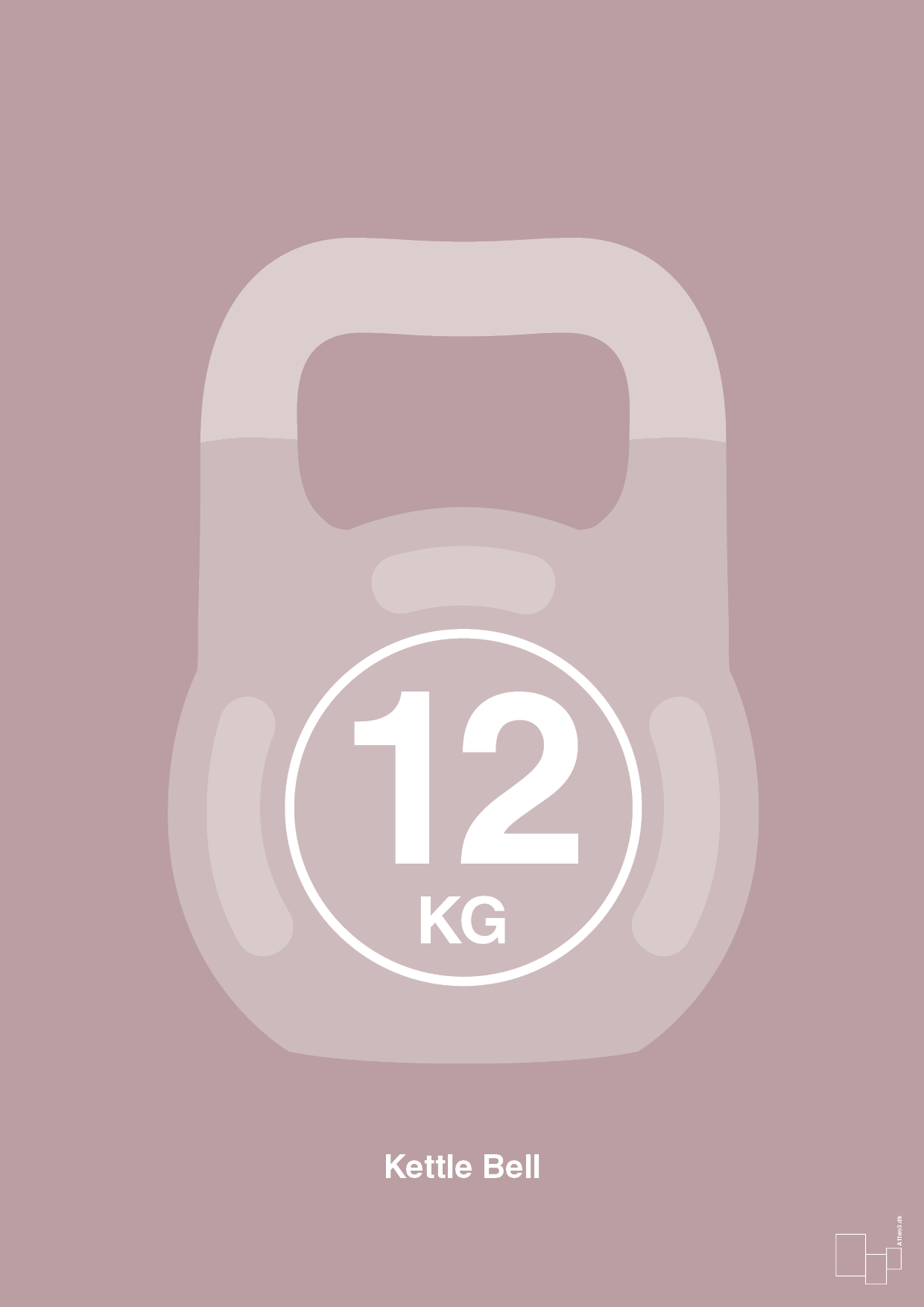 kettle bell 12 kg - Plakat med Grafik i Light Rose
