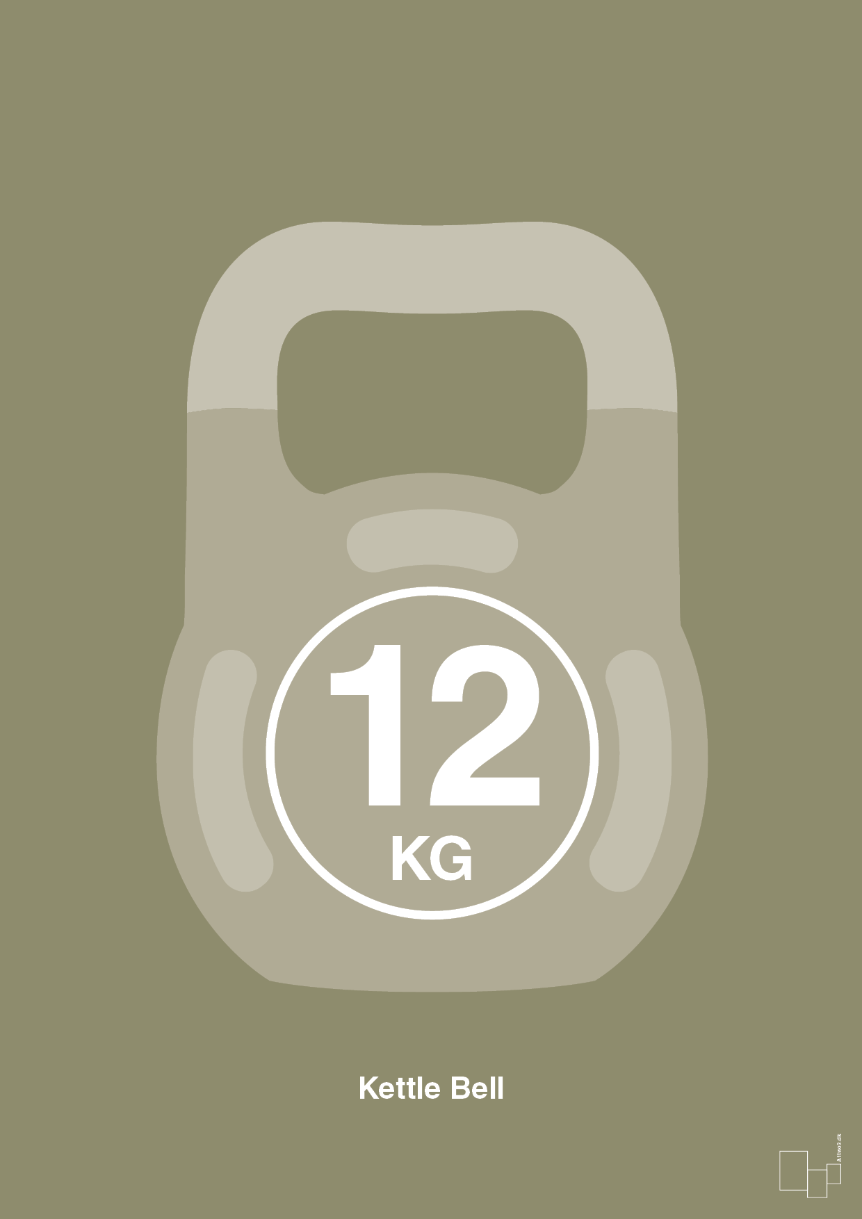 kettle bell 12 kg - Plakat med Grafik i Misty Forrest
