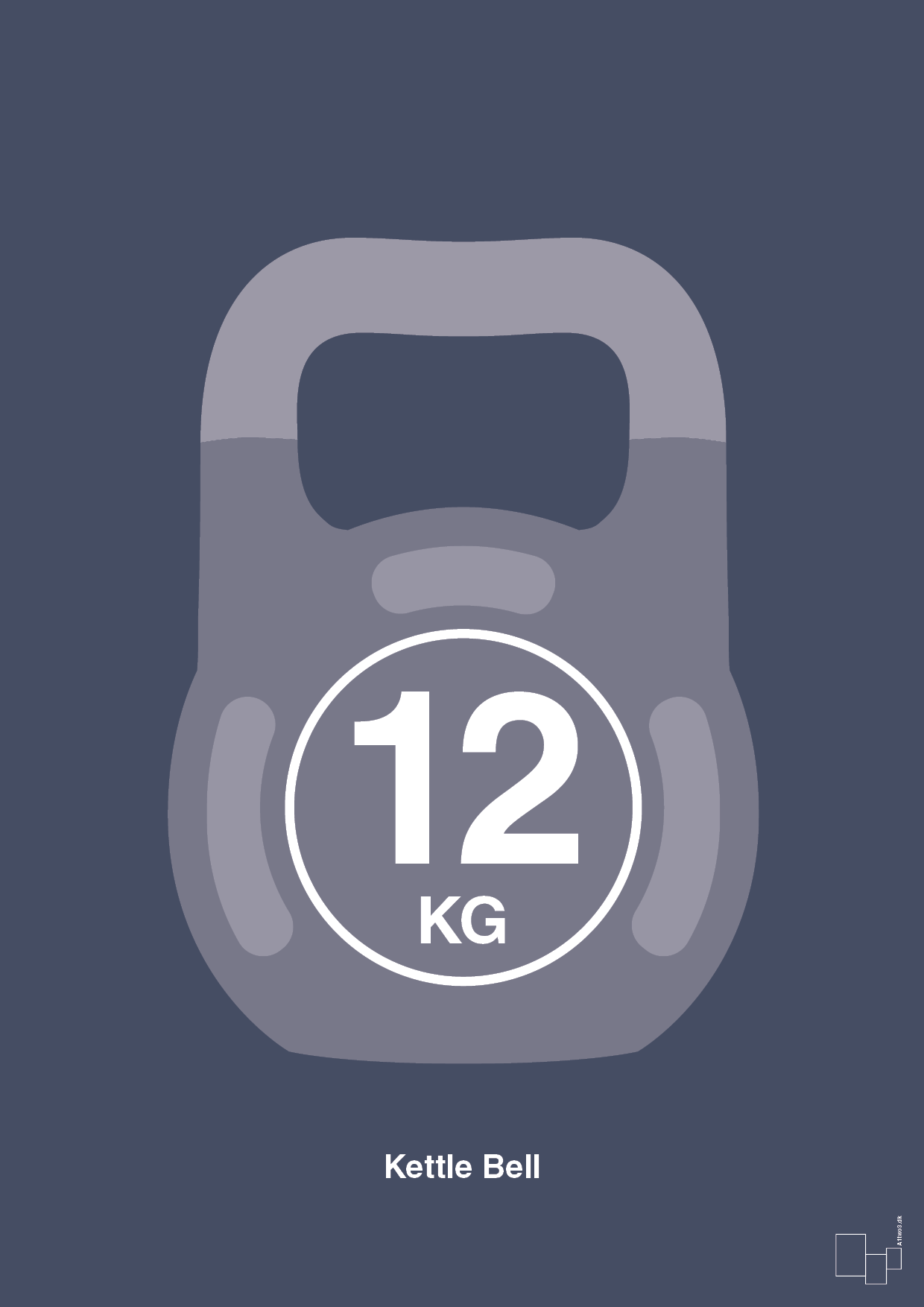 kettle bell 12 kg - Plakat med Grafik i Petrol