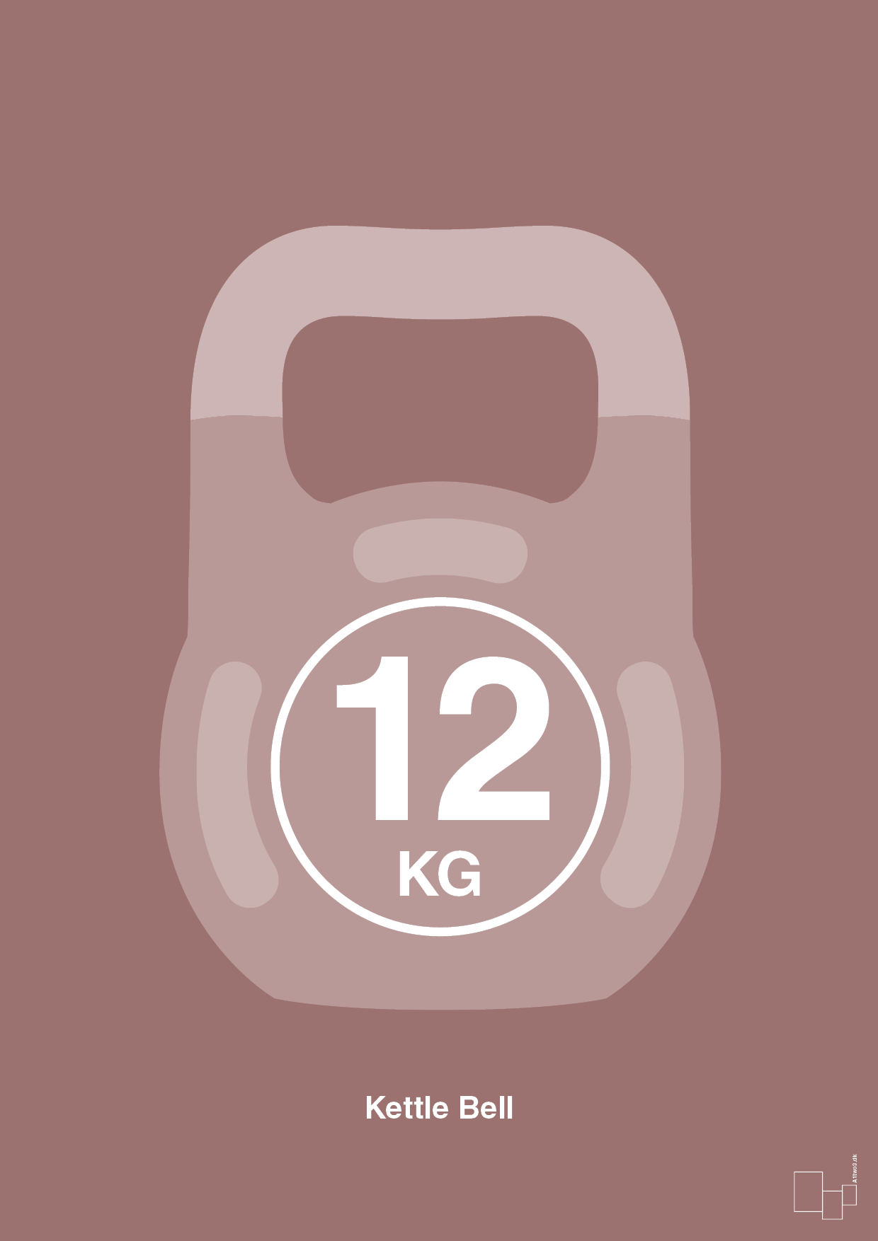 kettle bell 12 kg - Plakat med Grafik i Plum