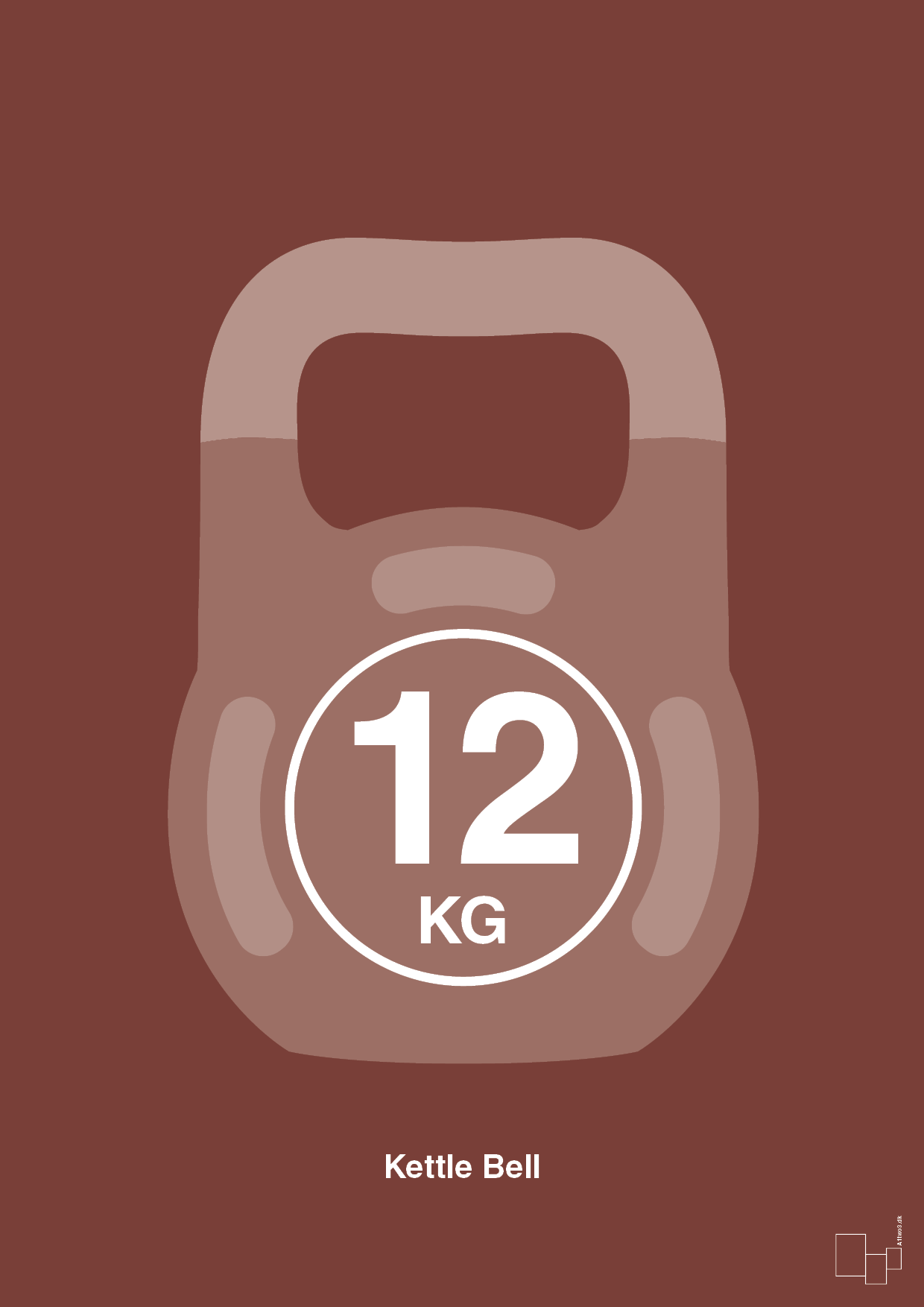 kettle bell 12 kg - Plakat med Grafik i Red Pepper