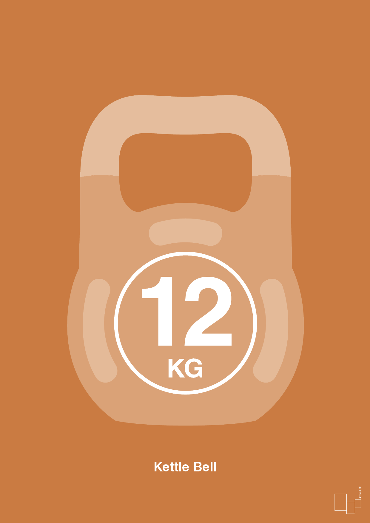 kettle bell 12 kg - Plakat med Grafik i Rumba Orange