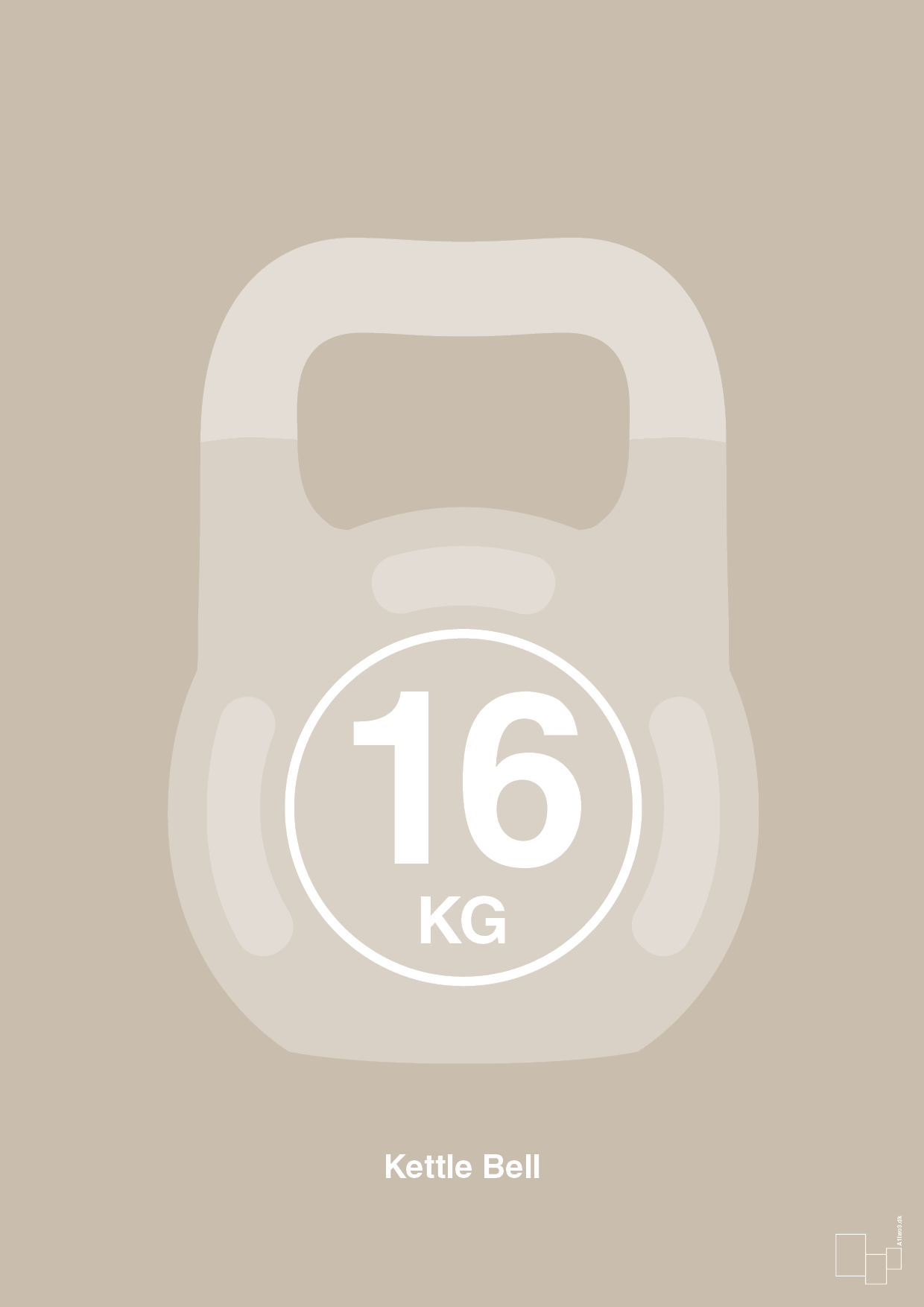 kettle bell 16 kg - Plakat med Grafik i Creamy Mushroom