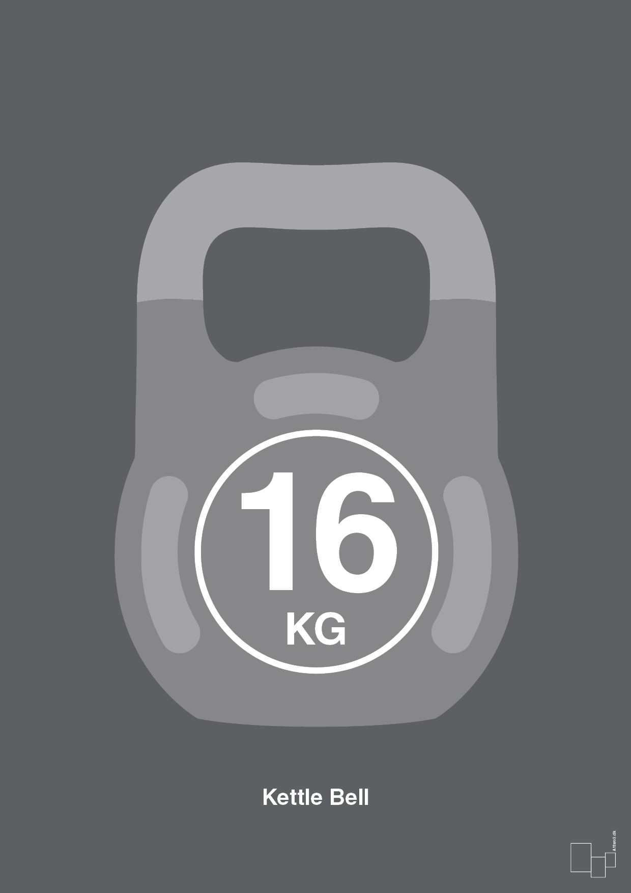 kettle bell 16 kg - Plakat med Grafik i Graphic Charcoal