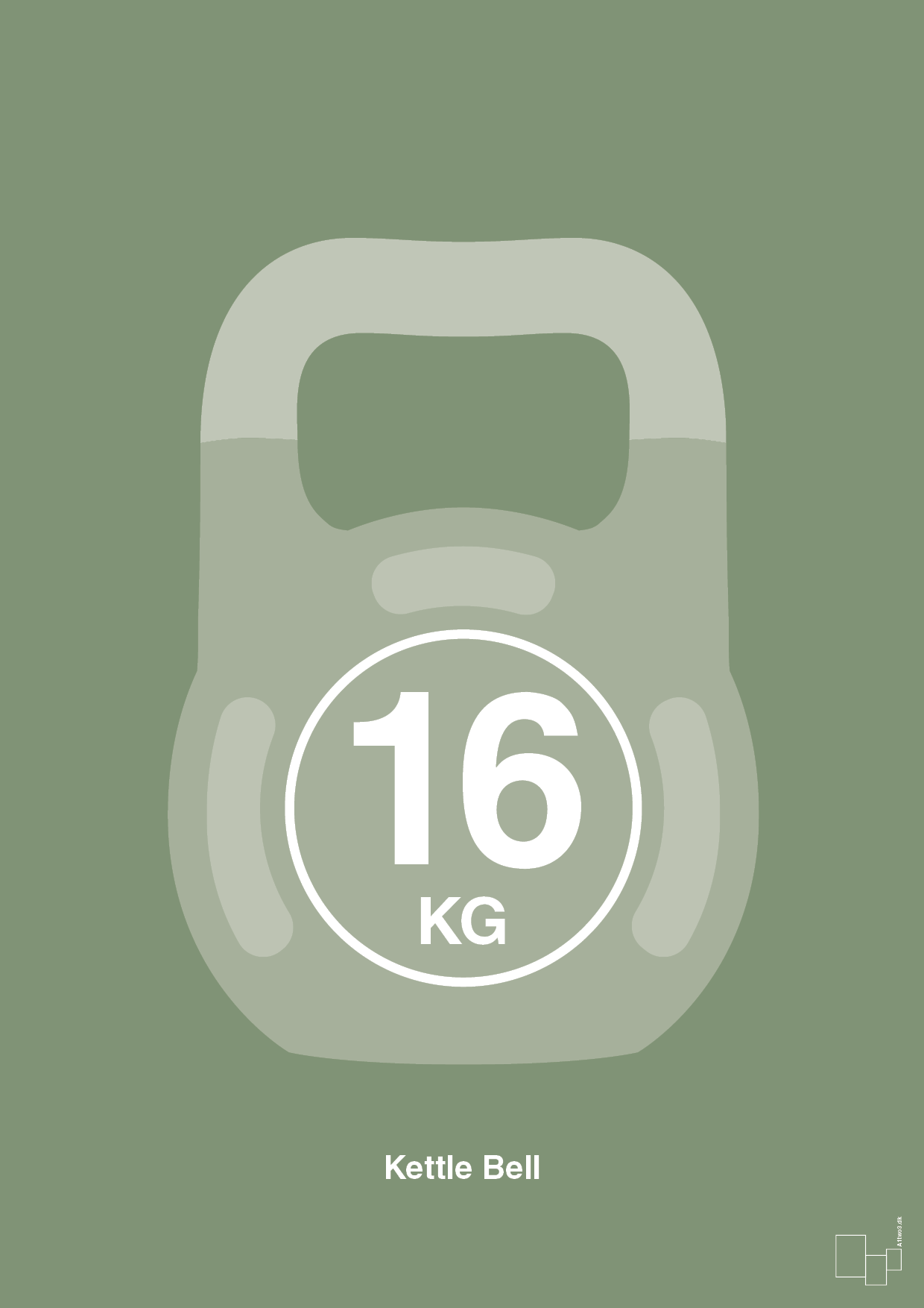 kettle bell 16 kg - Plakat med Grafik i Jade