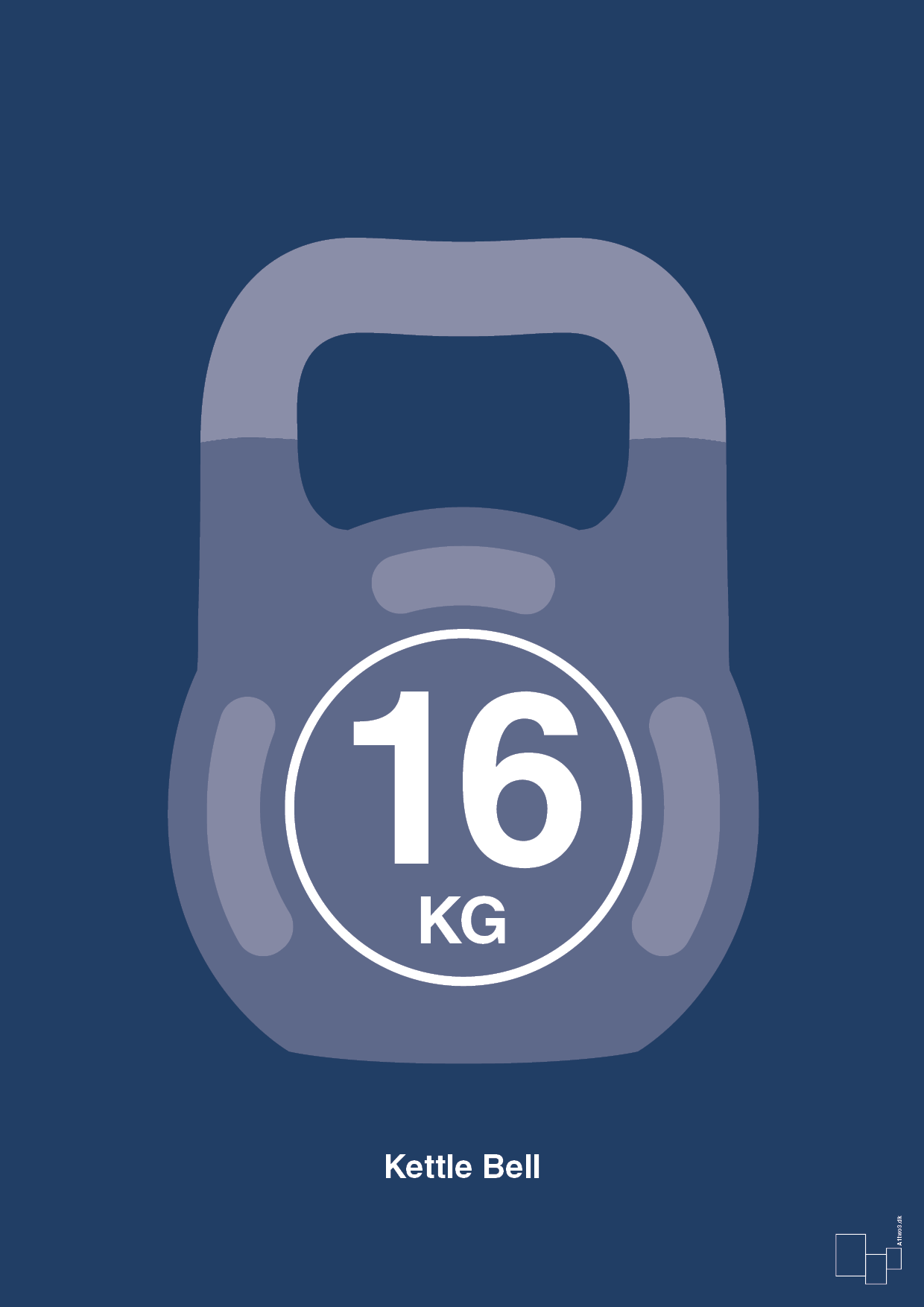 kettle bell 16 kg - Plakat med Grafik i Lapis Blue