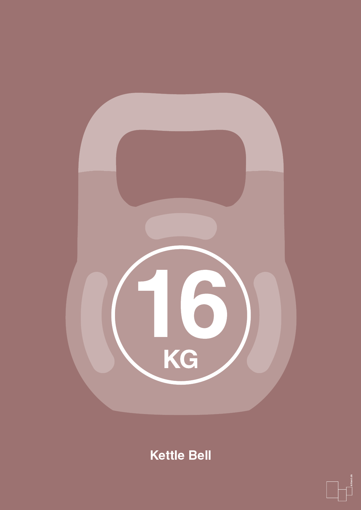 kettle bell 16 kg - Plakat med Grafik i Plum