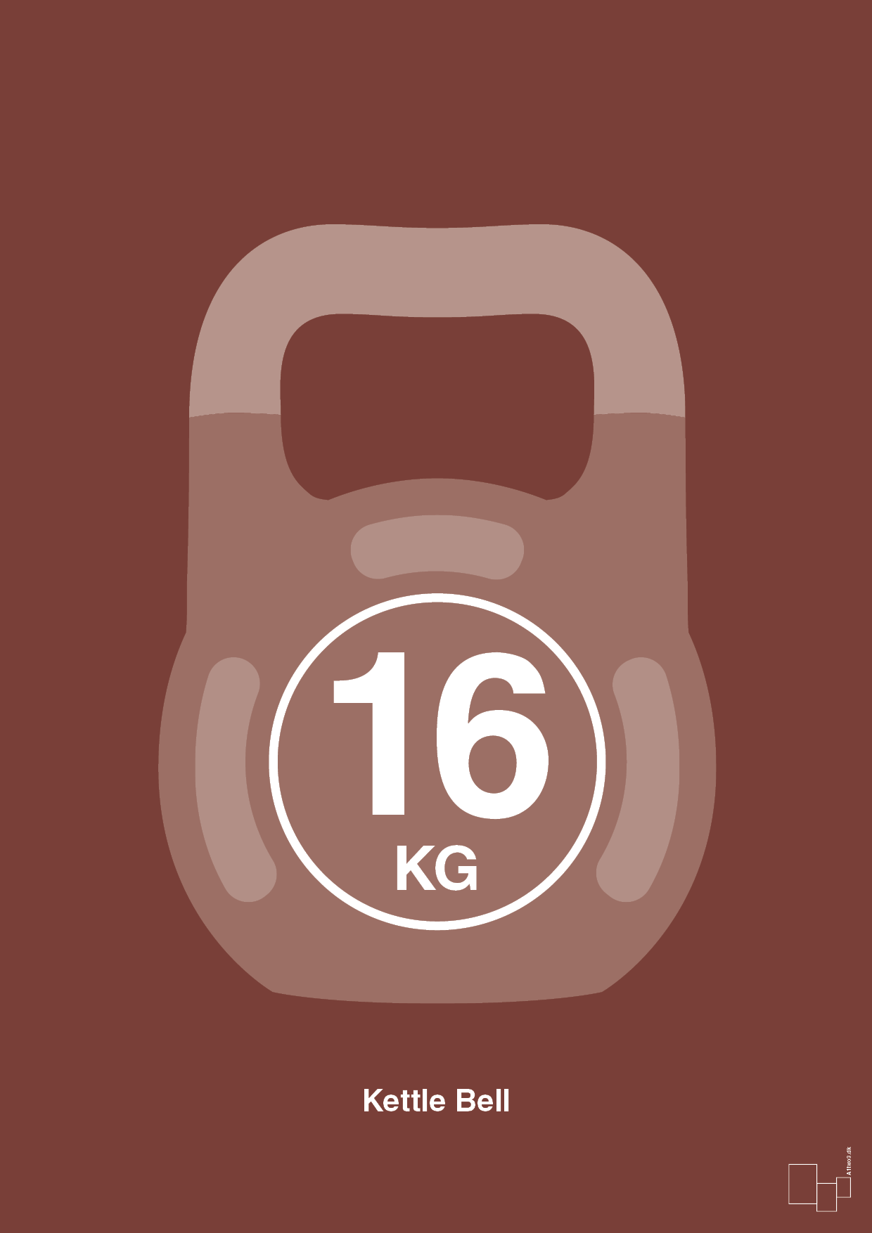 kettle bell 16 kg - Plakat med Grafik i Red Pepper