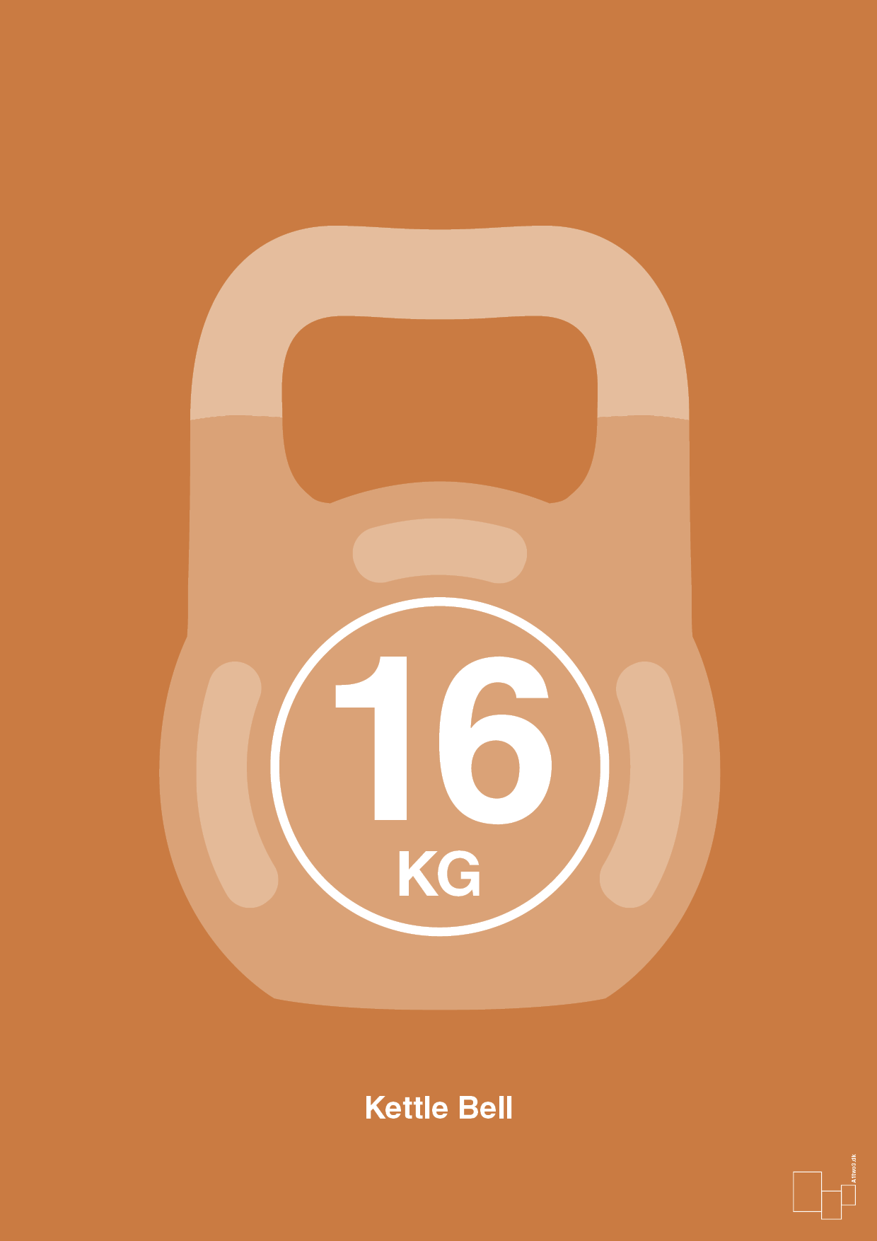 kettle bell 16 kg - Plakat med Grafik i Rumba Orange