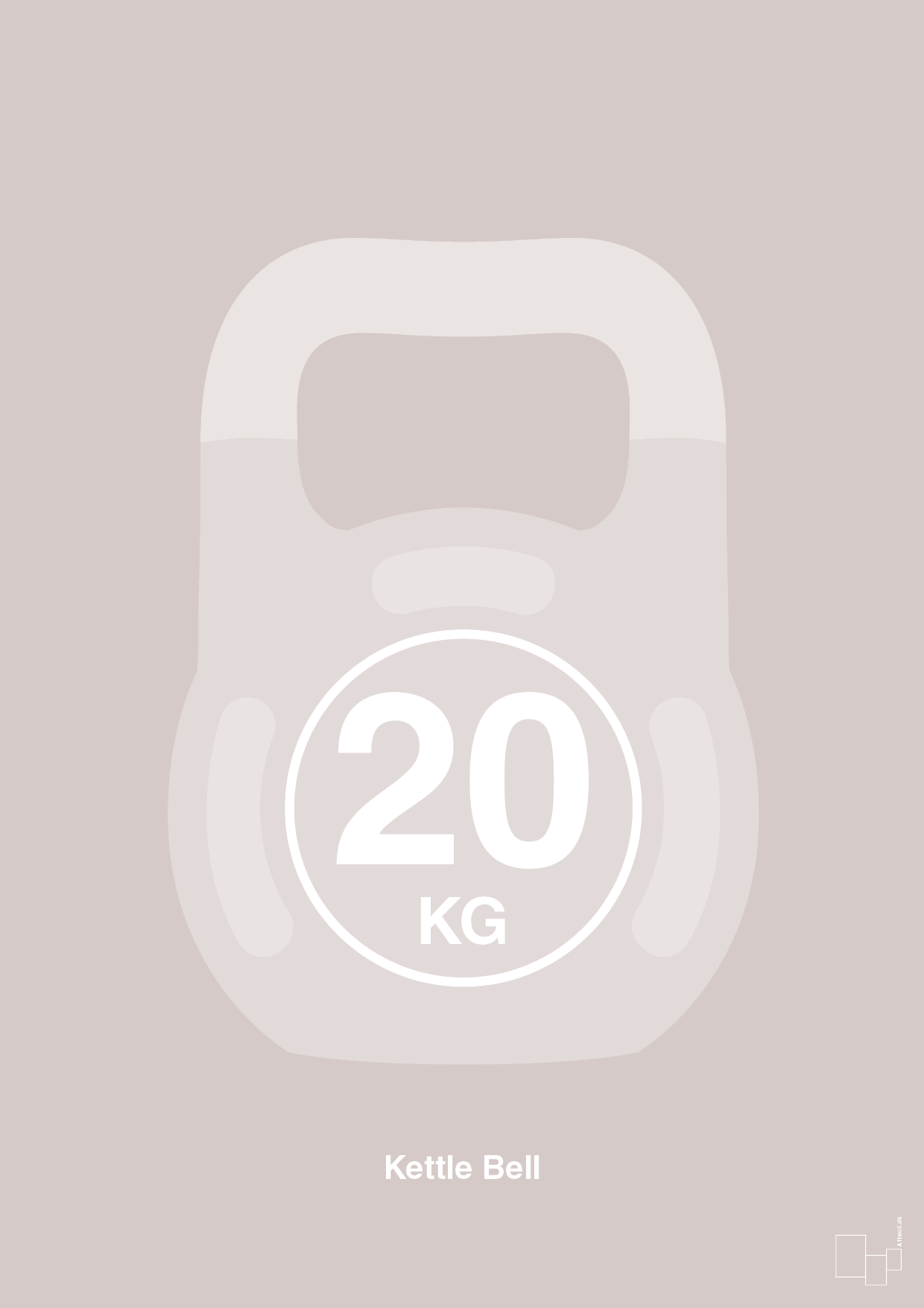kettle bell 20 kg - Plakat med Grafik i Broken Beige