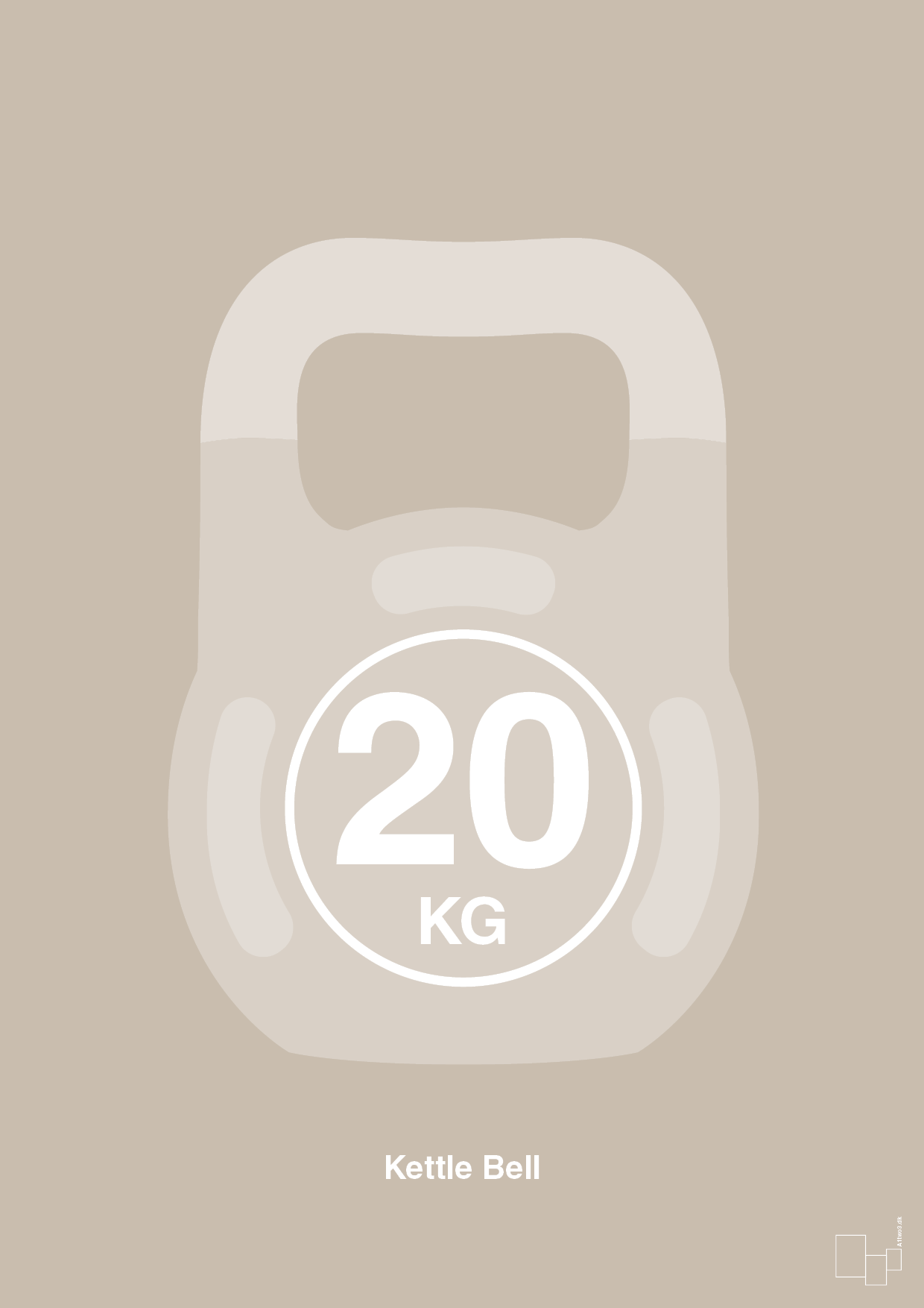 kettle bell 20 kg - Plakat med Grafik i Creamy Mushroom