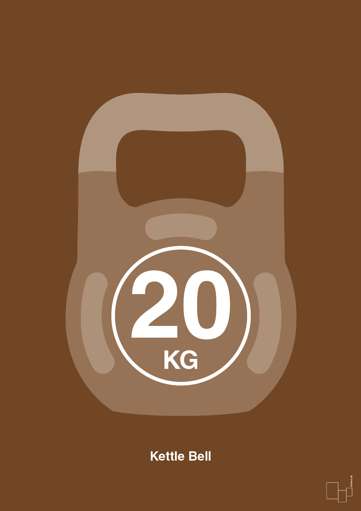kettle bell 20 kg - Plakat med Grafik i Dark Brown